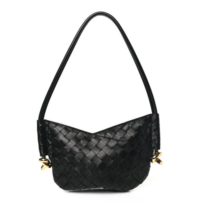 Bottega Veneta Nappa Intrecciato Mini Solstice Shoulder Bag Black