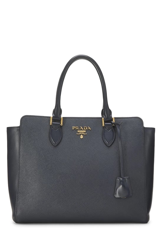 Navy Saffiano Convertible Handbag Small