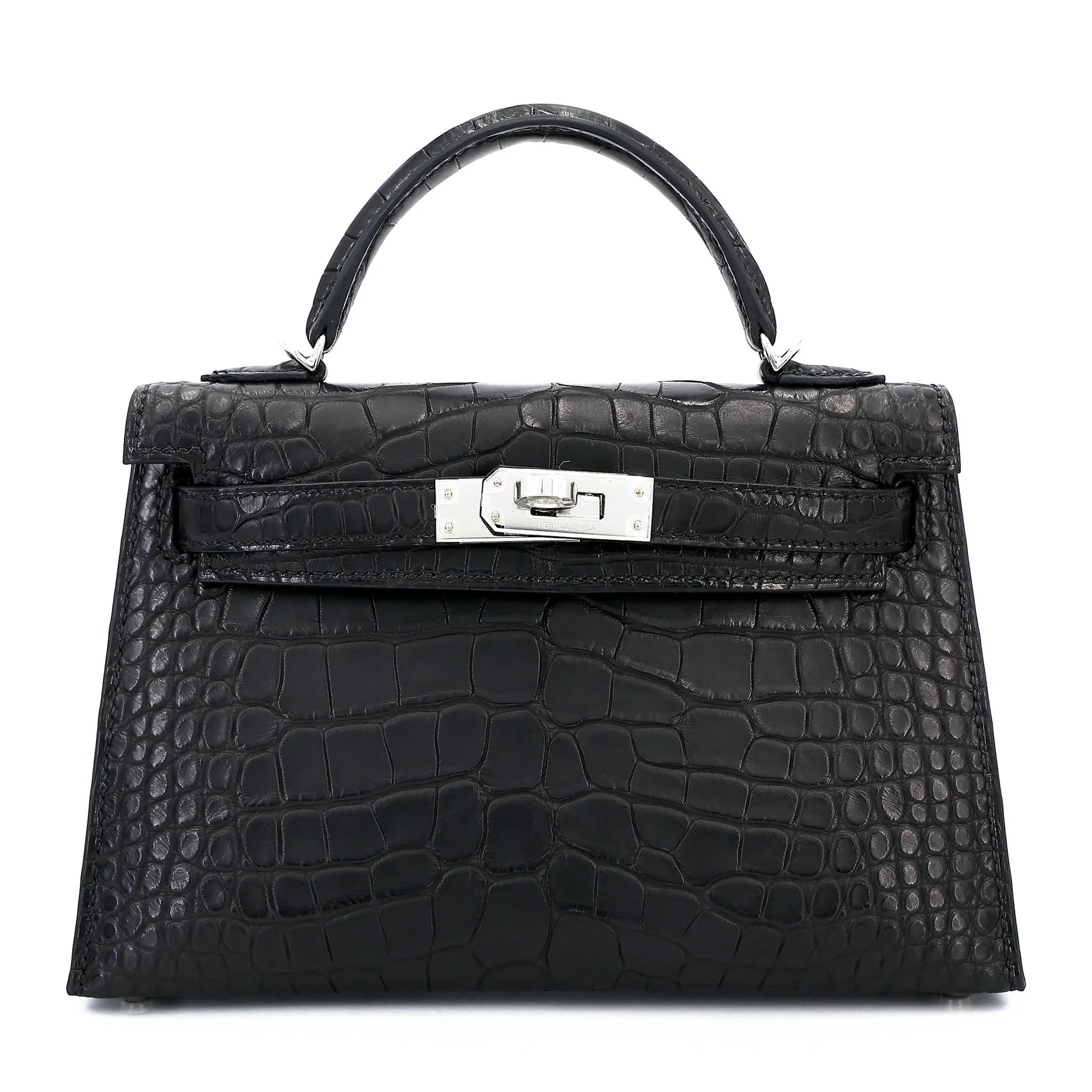 Brand New ( Rank N ) HERMÈS Mini Kelly II HSS Noir (89) Matte Alligator Palladium hardware K (2025)