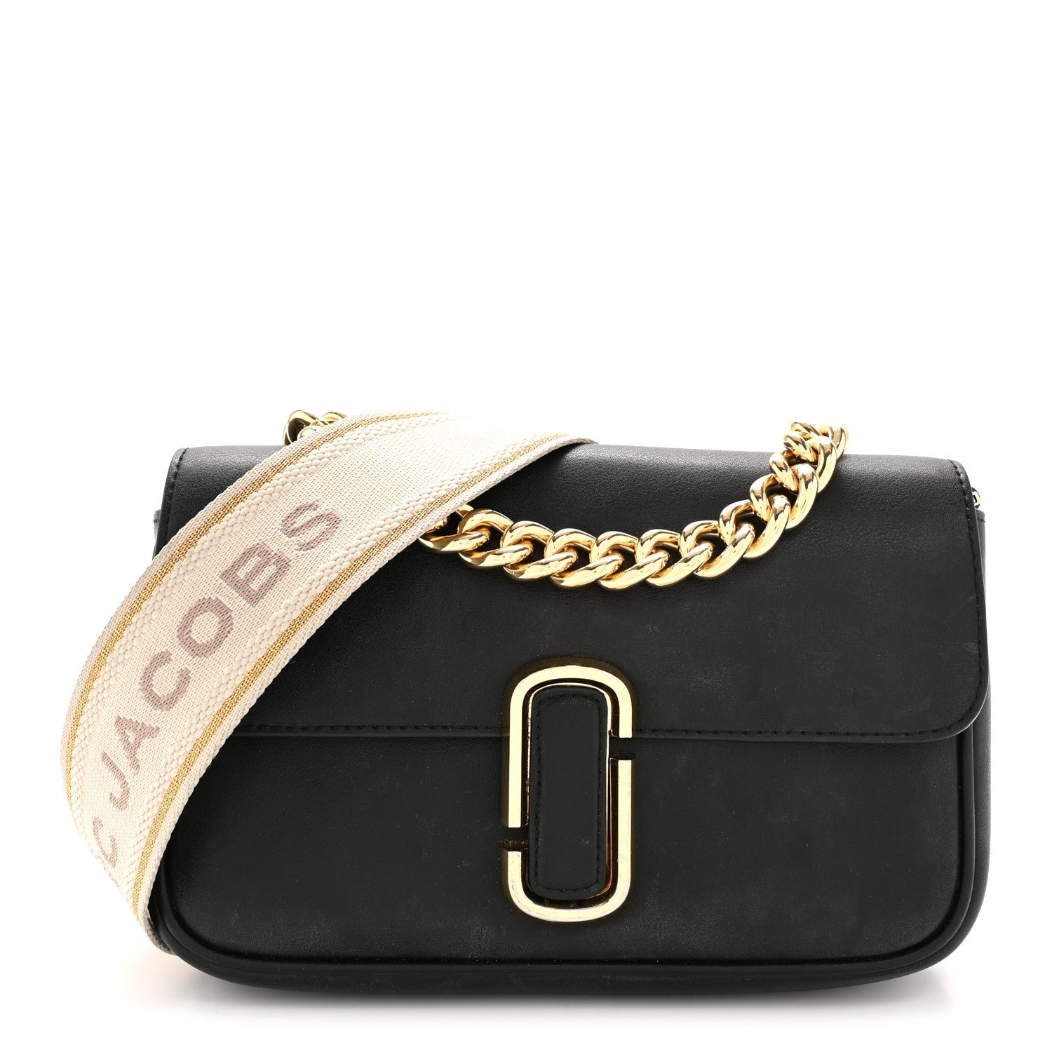 Marc Jacobs Marc Jacobs Calfskin The J Marc Shoulder Bag Black