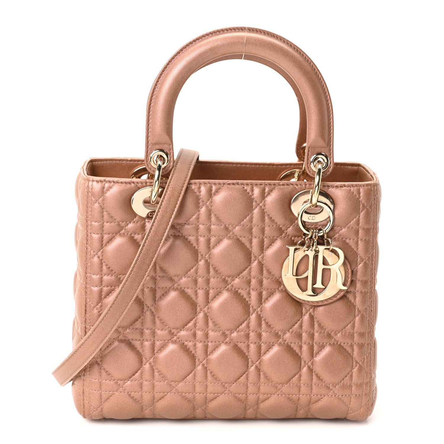 Christian Dior Pearly Lambskin Cannage Medium Lady Dior Quartz
