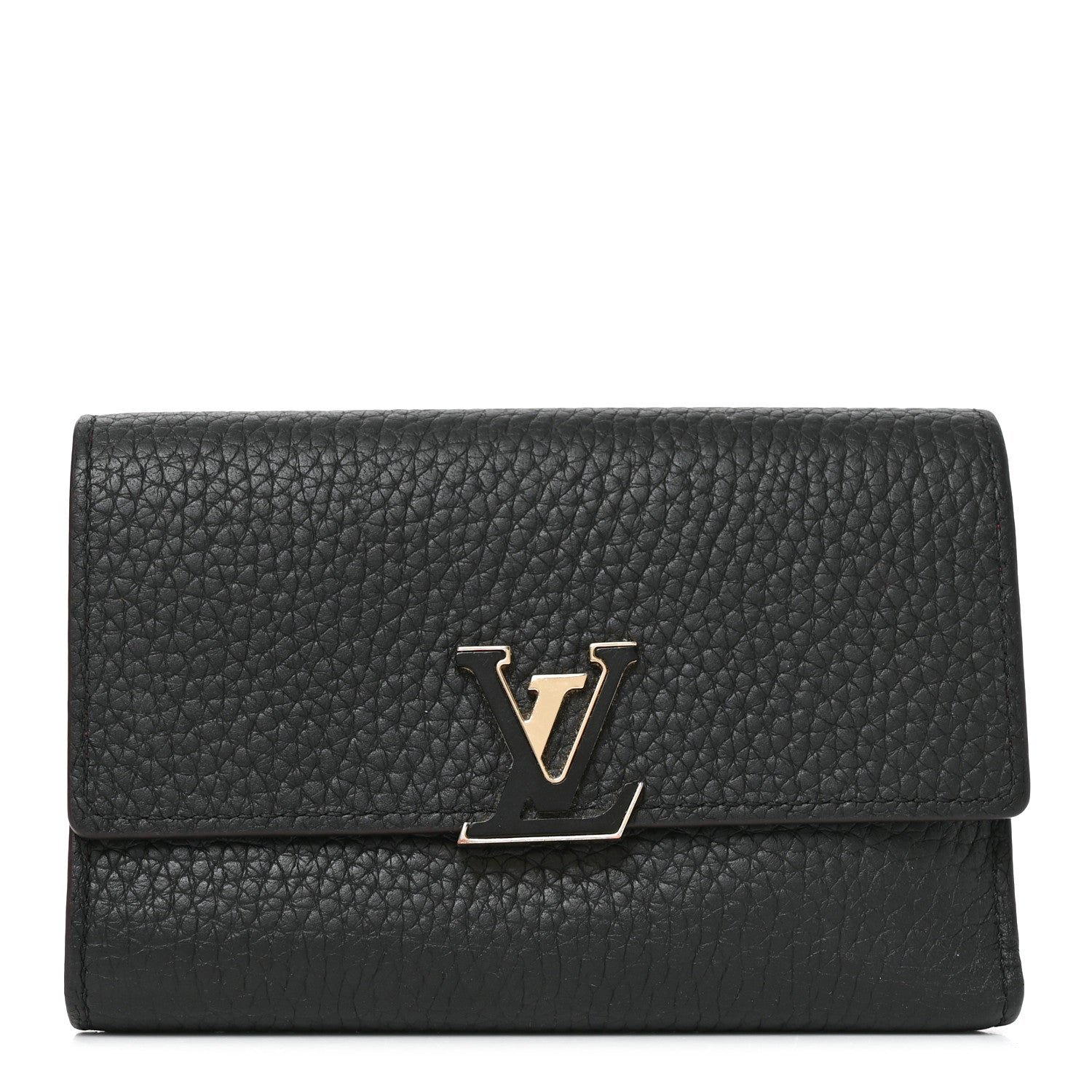 Louis Vuitton Taurillon Capucines Compact Wallet Black