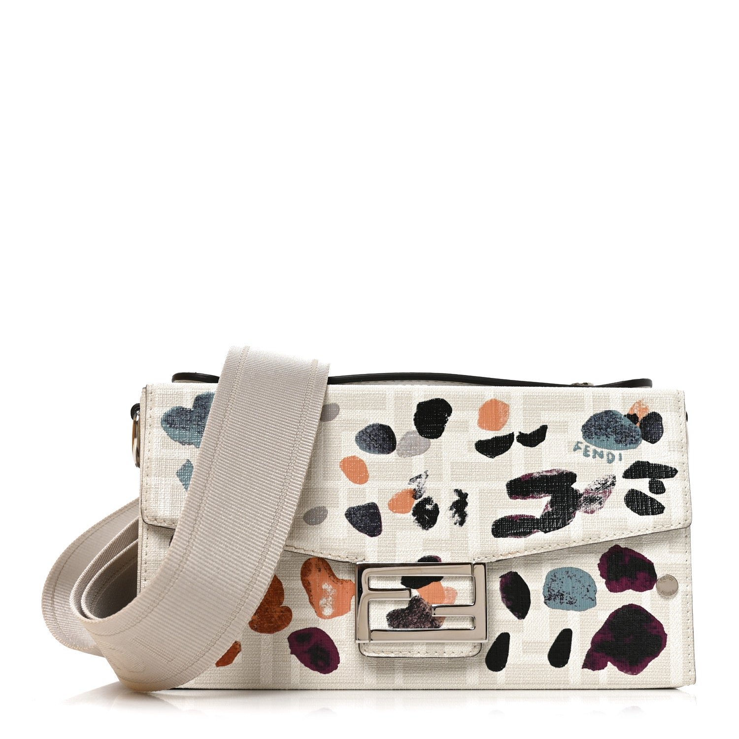 Fendi Vitello King FF 1974 Baguette Soft Trunk Phone Pouch Multicolor
