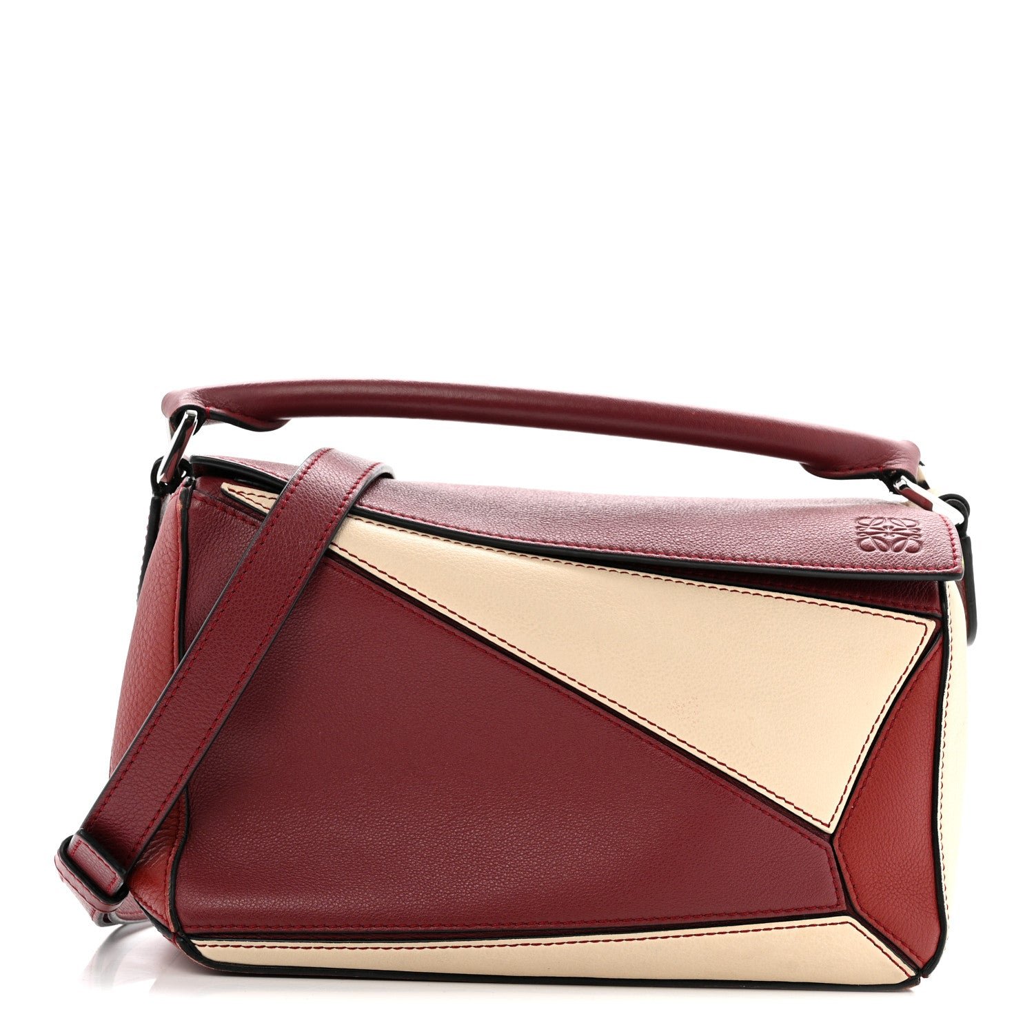 Loewe Calfskin Small Puzzle Bag Wine Garnet