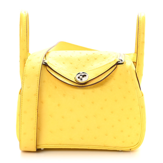 Hermes Ostrich Mini Lindy 20 Jaune Citron