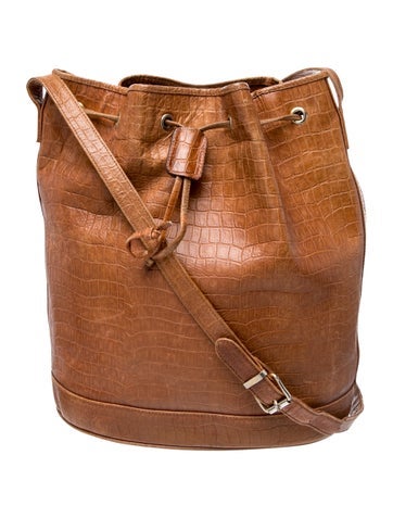 Embossed Leather Bucket Bag Vintage