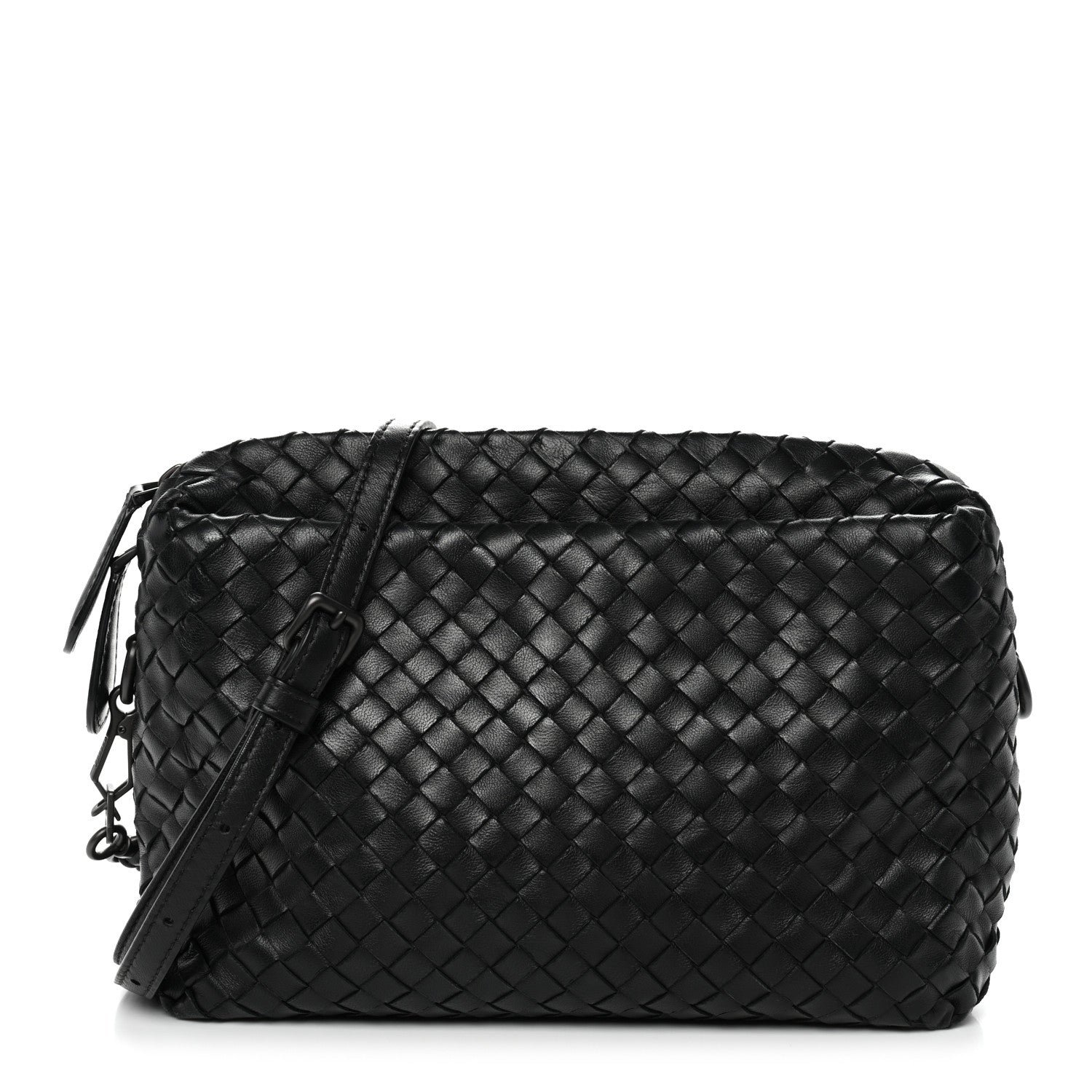 Bottega Veneta Nappa Intrecciato Crossbody Messenger Black