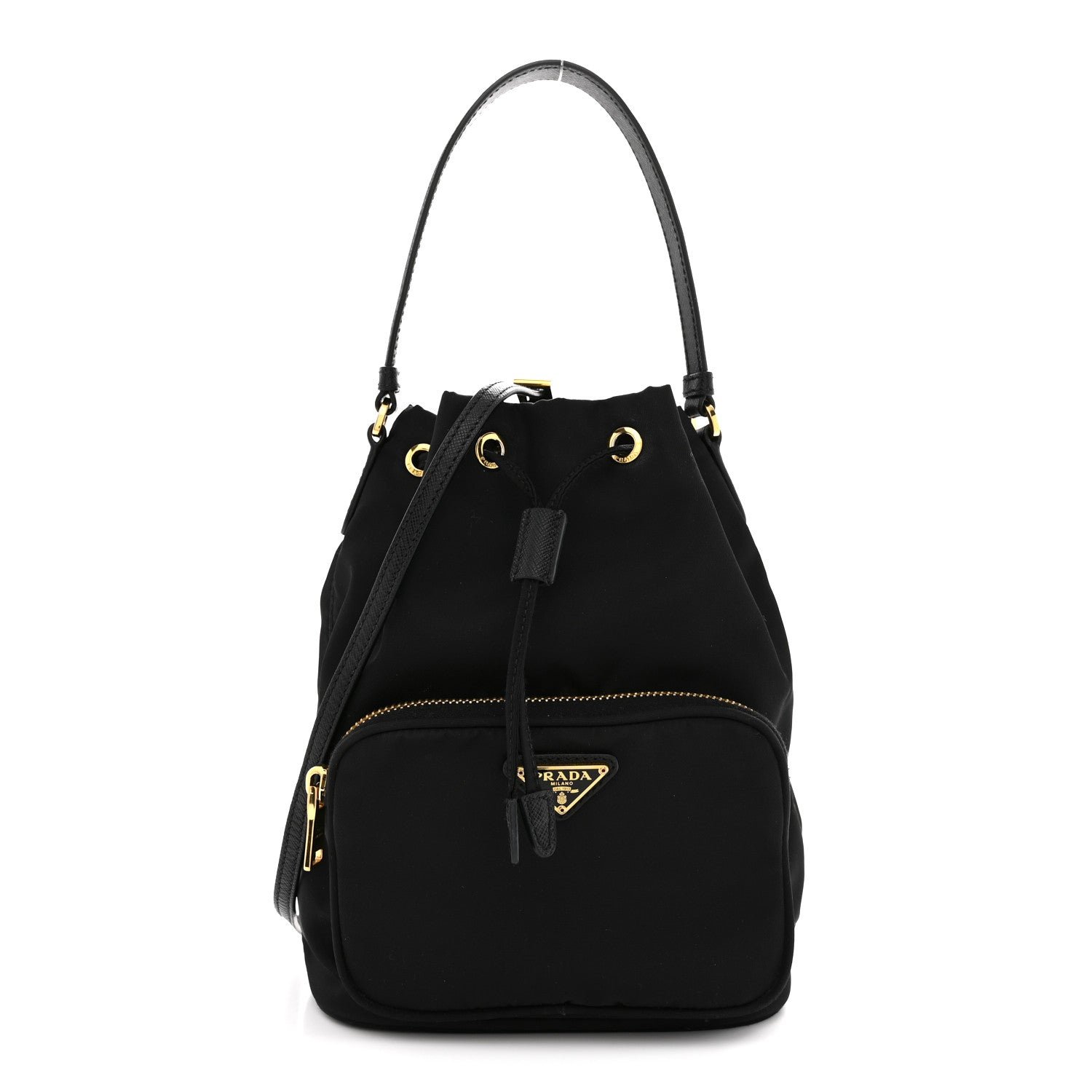 Prada Re-Nylon Duet Drawstring Shoulder Bag Black