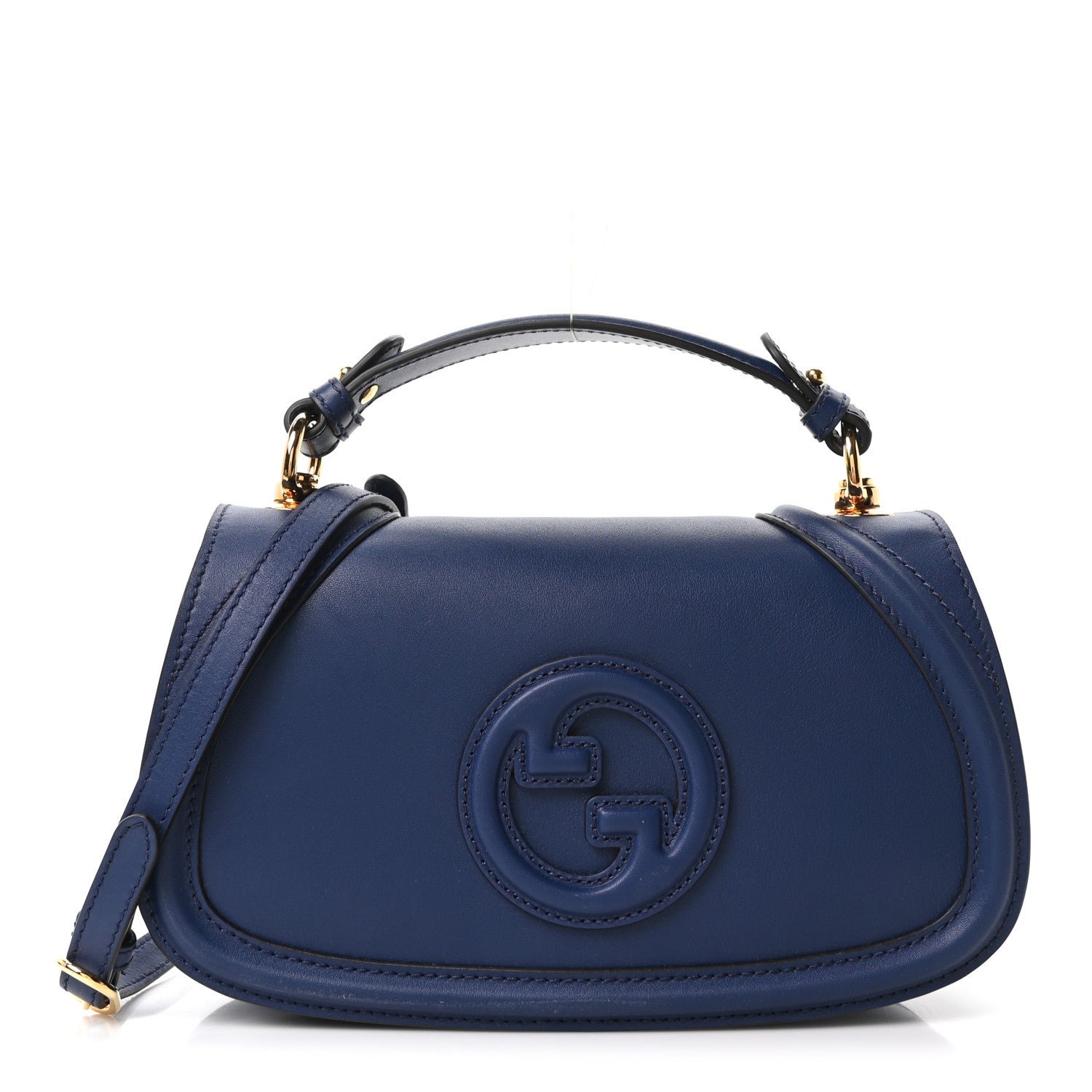 Gucci Roxy Calfskin Medium Blondie Top Handle Bag Blue Agata