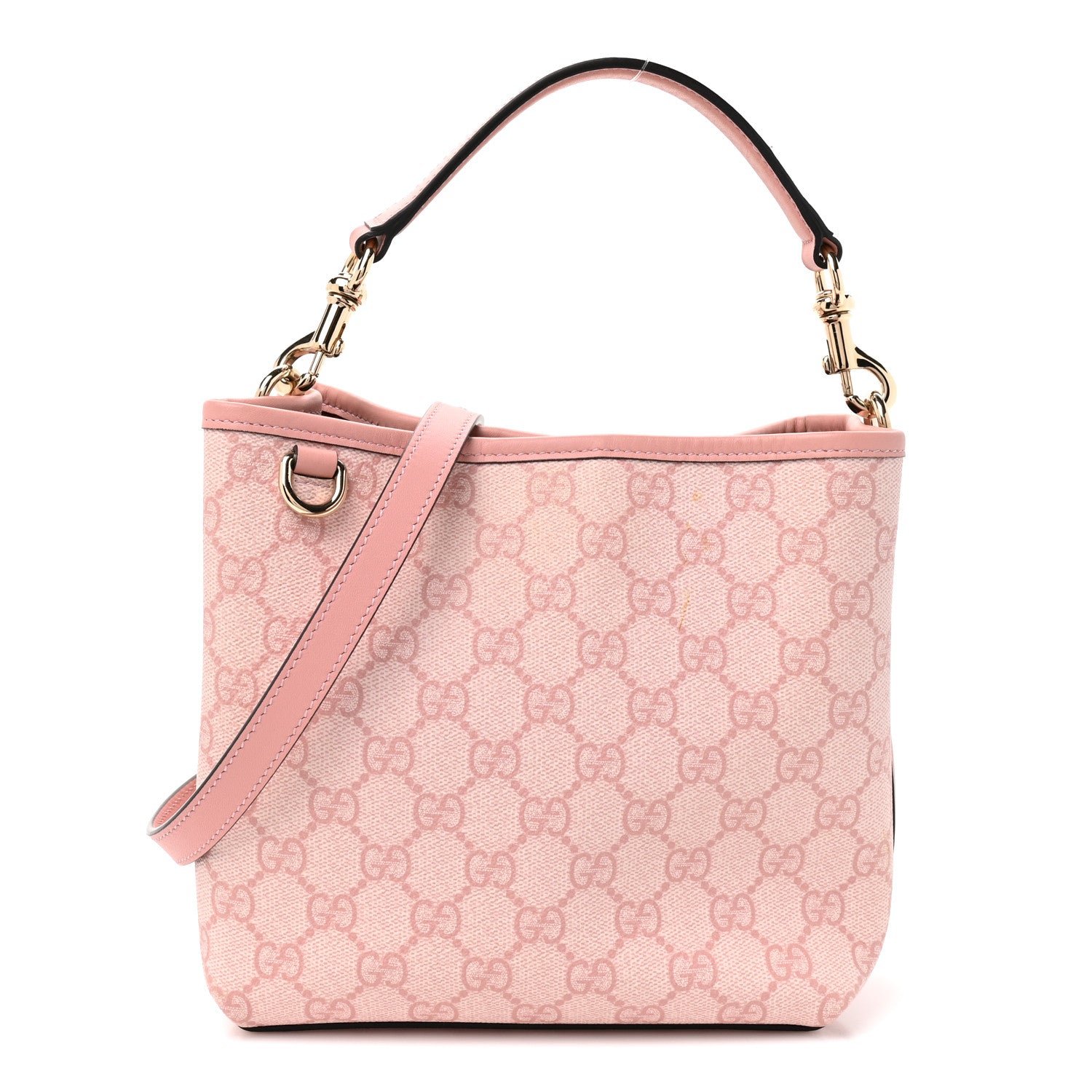 Gucci GG Supreme Monogram Emblem Mini Bucket Bag Pink