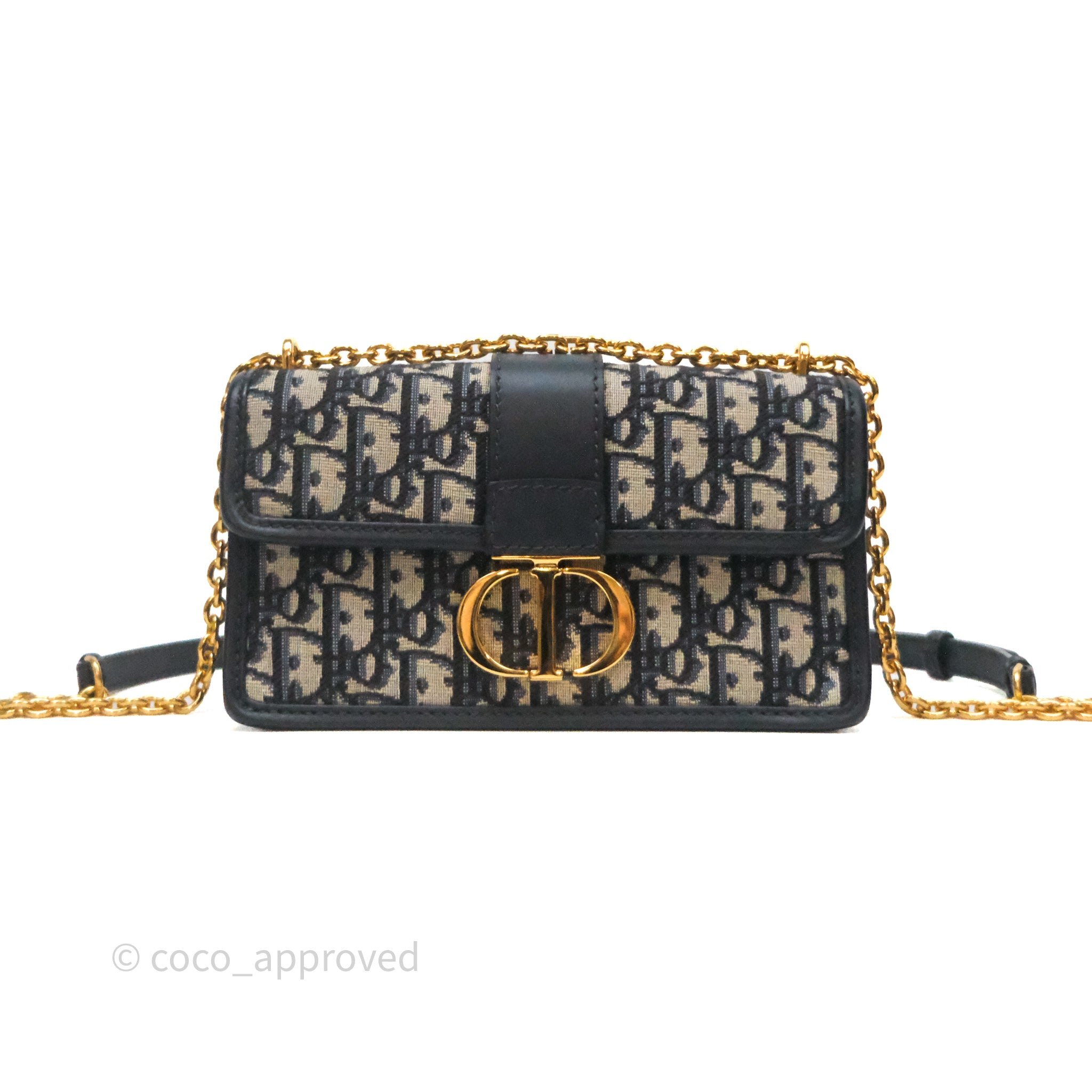 Dior Dior 30 Montaigne East-West Bag With Chain Blue Dior Oblique Jacquard