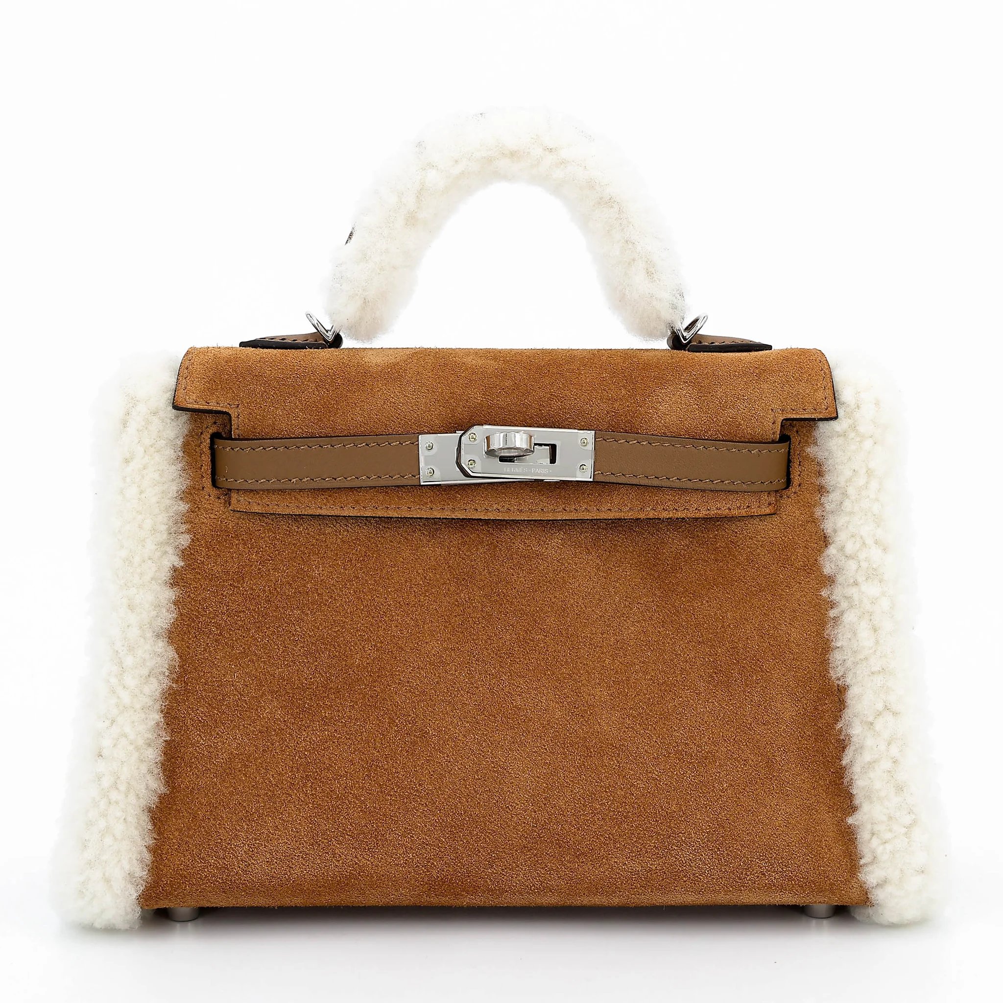 Unused ( Rank NS ) HERMÈS Limited Edition Mini Kelly II Teddy Alezan (3G) Swift Grizzly Palladium hardware W (2024)