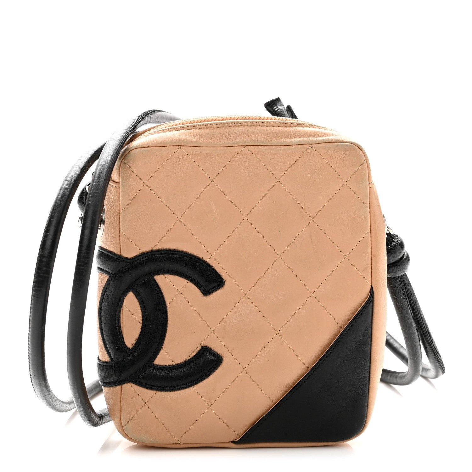 Chanel Calfskin Quilted Small Cambon Messenger Beige Black