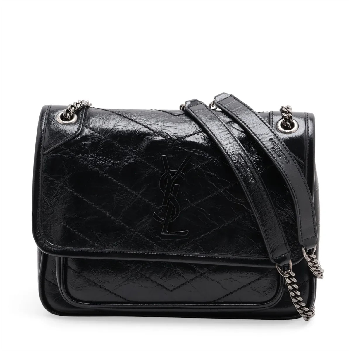 Saint Laurent Paris Niki Baby 633160 Leather Chain Shoulder Bag Black