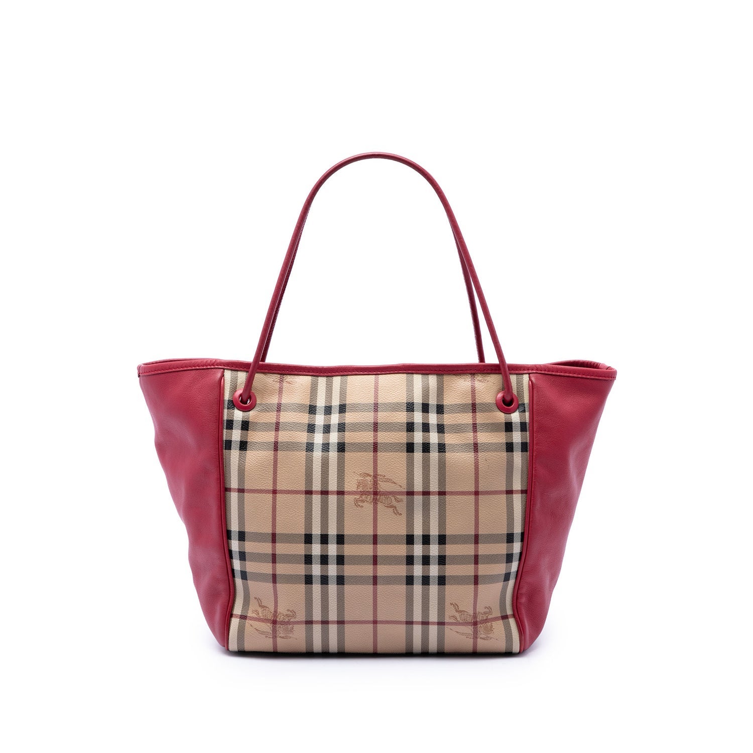 Calf Leather Small Haymarket Check Coated Canvas and Calfskin Canterbury Tote