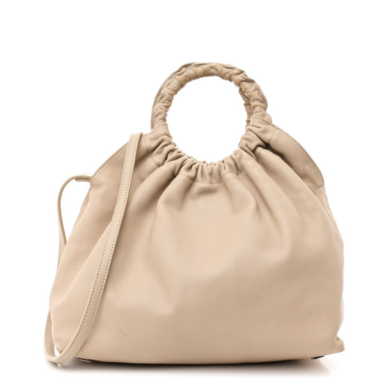 The Row Calfskin Medium Double Circle Bag Eggshell