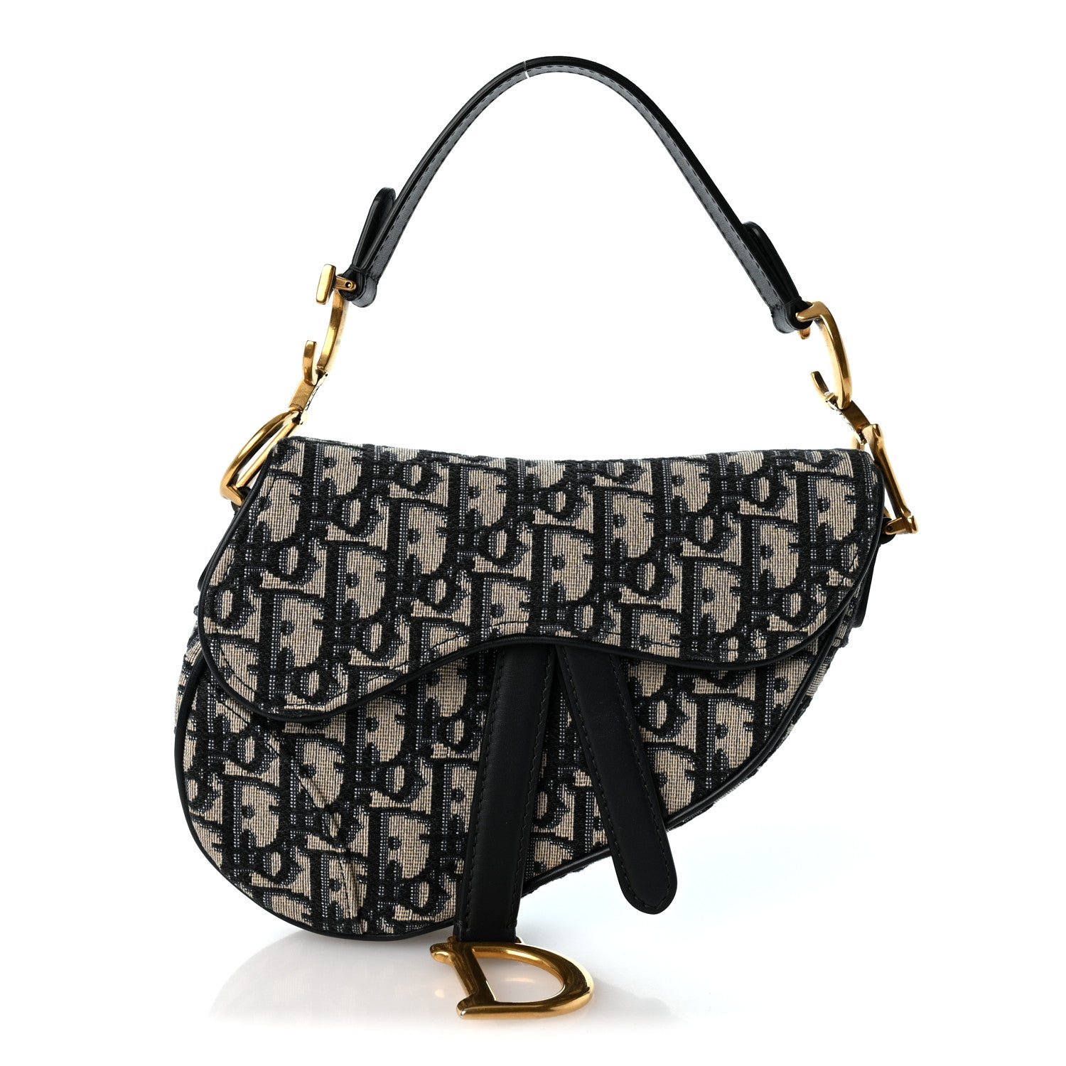 Christian Dior Oblique Mini Saddle Bag With Strap Blue