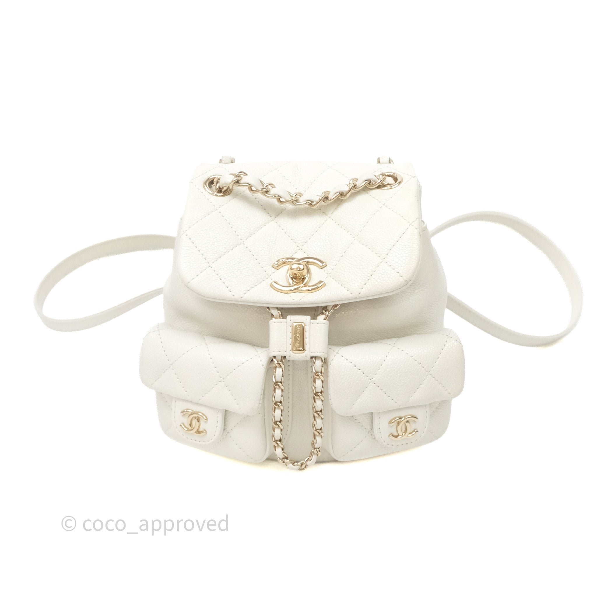 Chanel Mini Duma Backpack White Caviar Gold Hardware