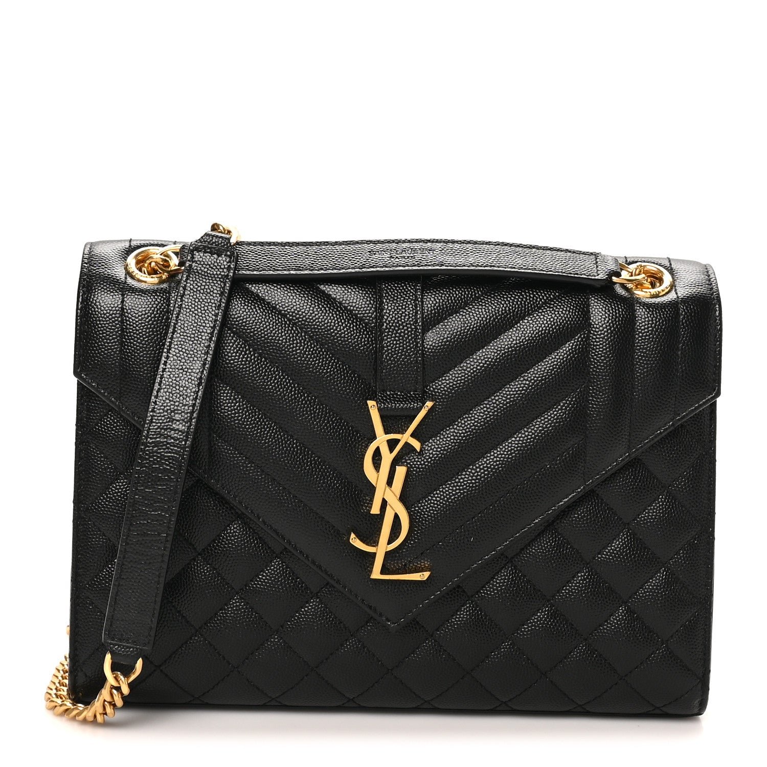 Saint Laurent Grain De Poudre Textured Mixed Matelasse Triquilt Medium Monogram Satchel Black