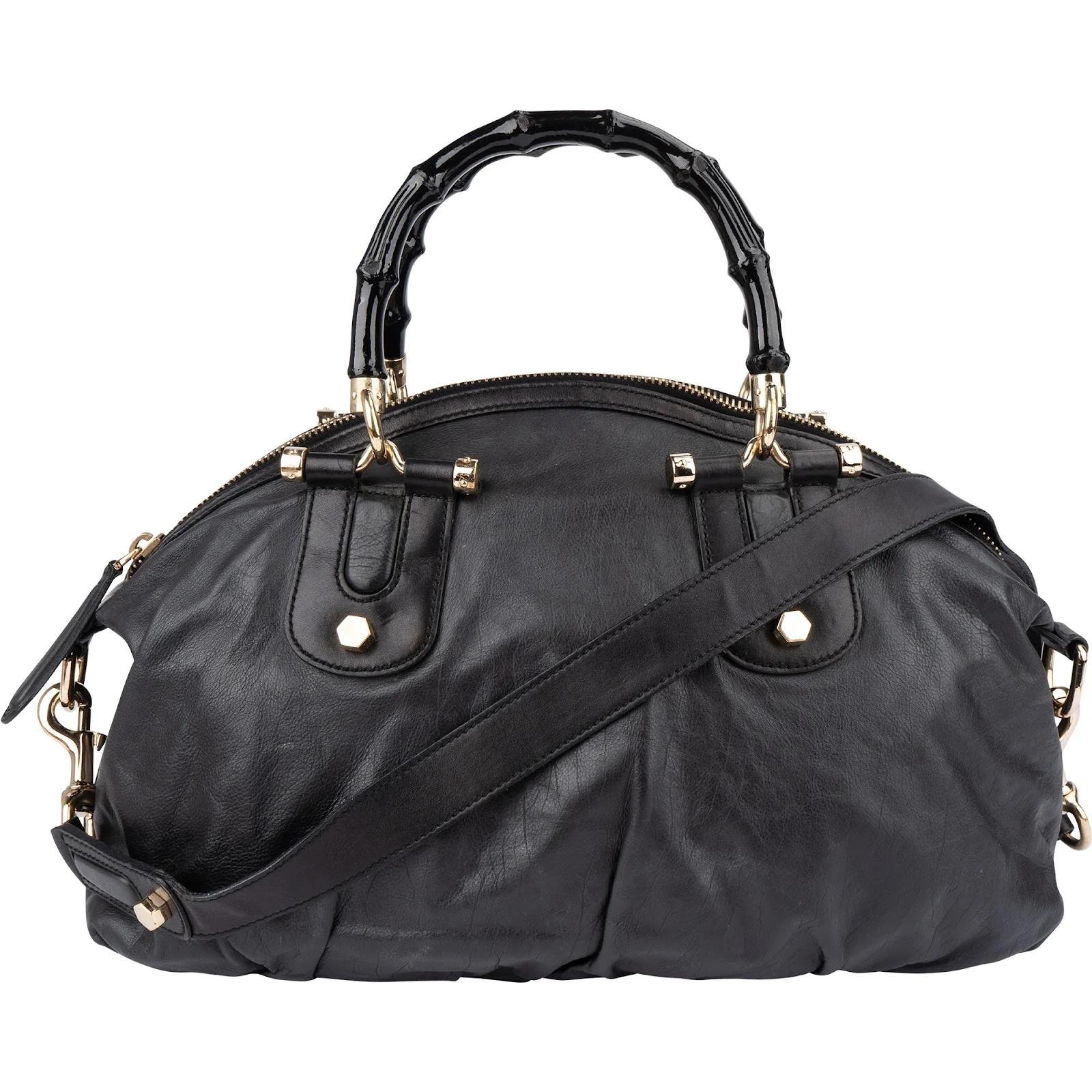 Bamboo Top Handle leather handbag