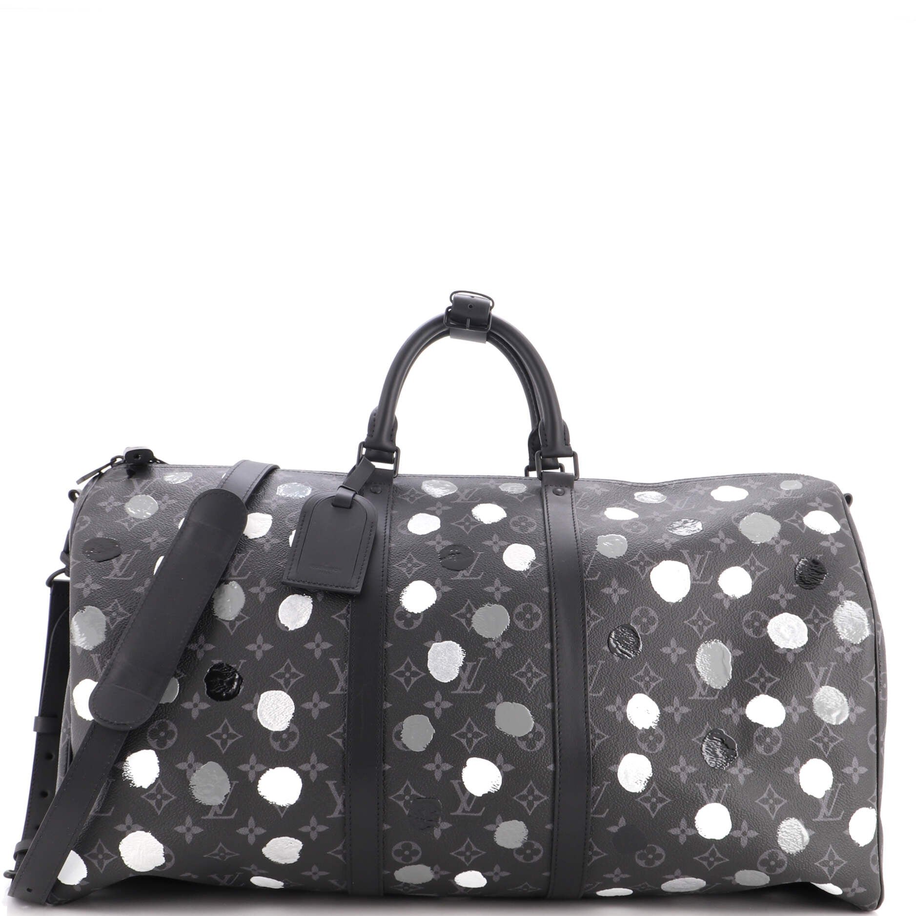 Keepall Bandouliere Bag Yayoi Kusama Painted Dots Monogram Eclipse Canvas 55