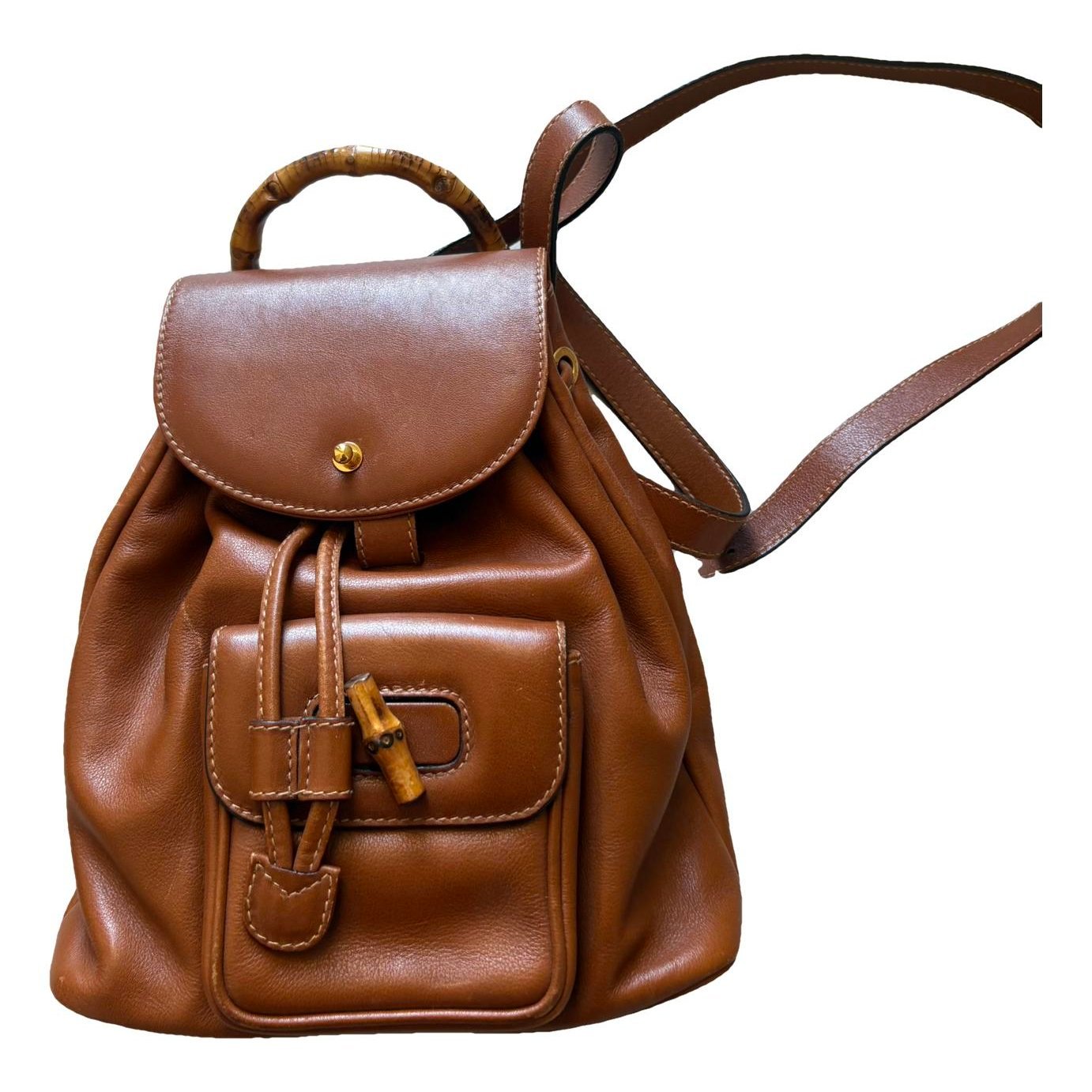 Bamboo Tassel Oval leather backpack