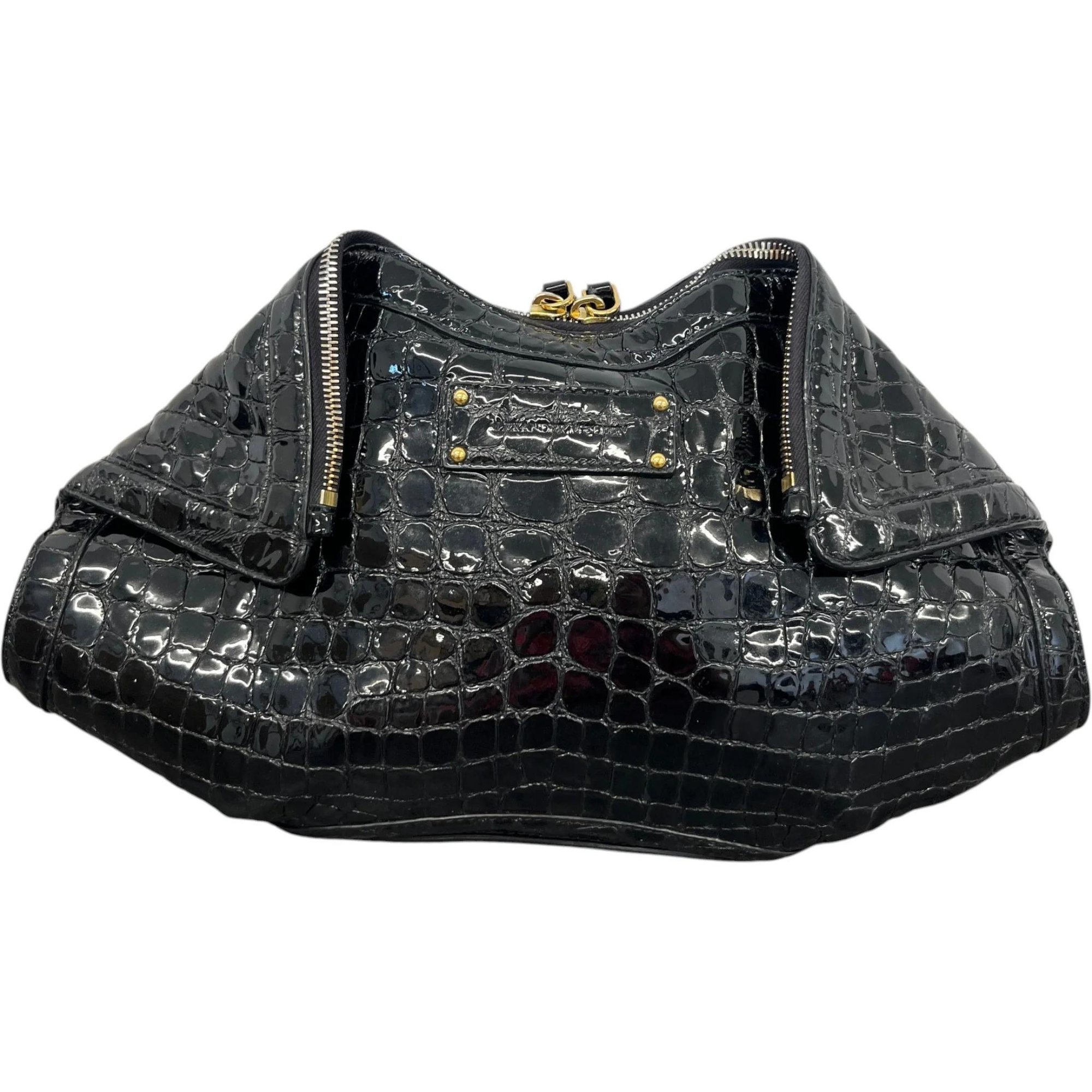 Patent leather clutch bag