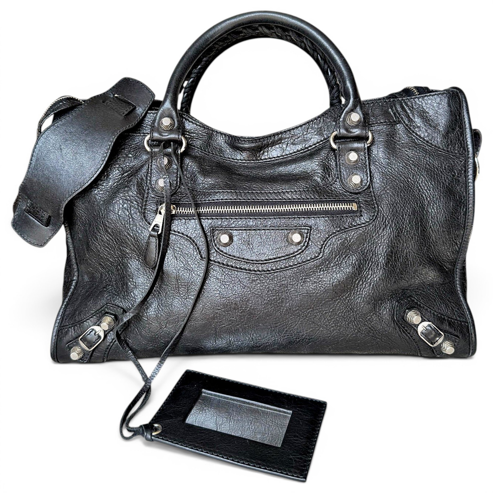 City leather handbag