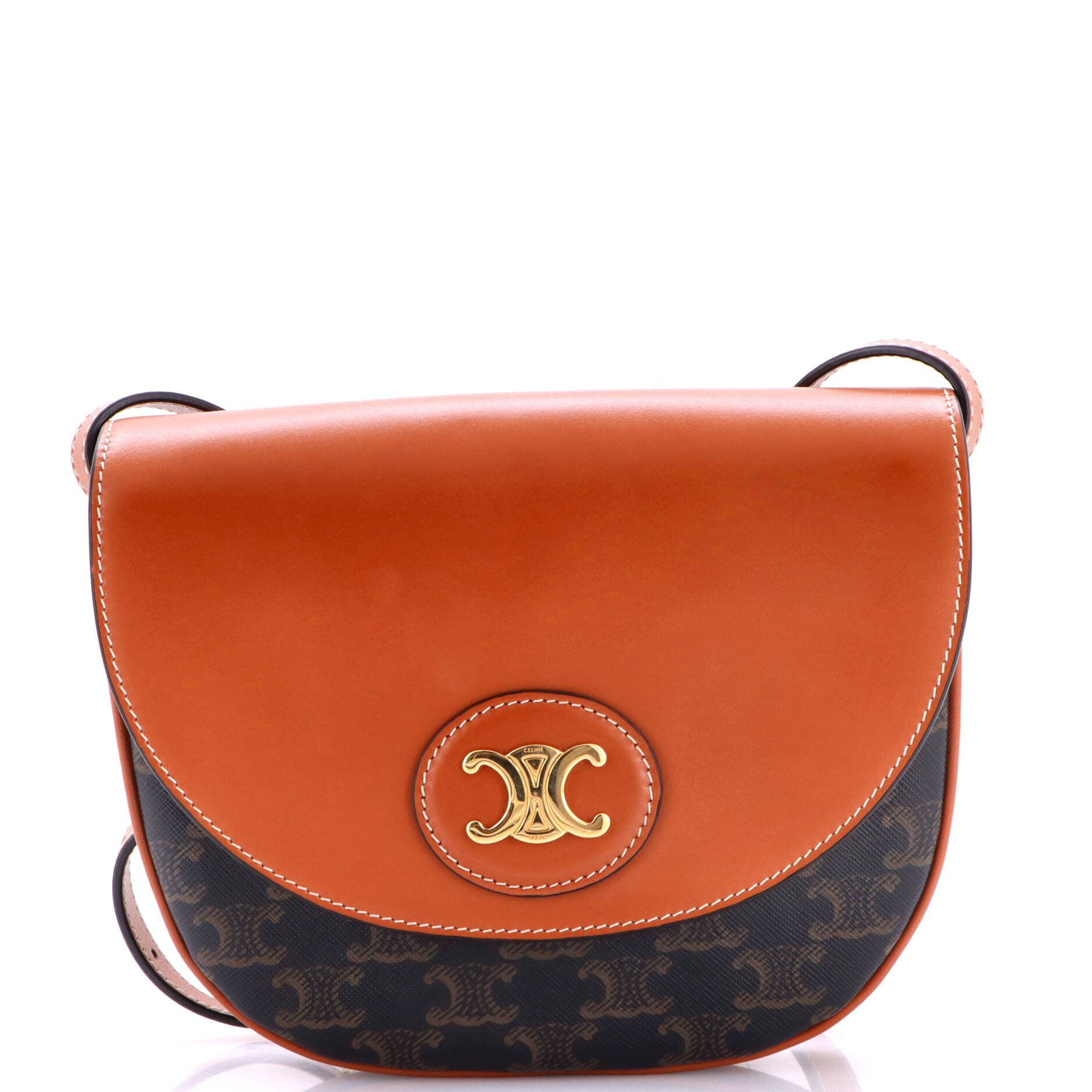 Besace Shoulder Bag Leather and Triomphe Coated Canvas Small