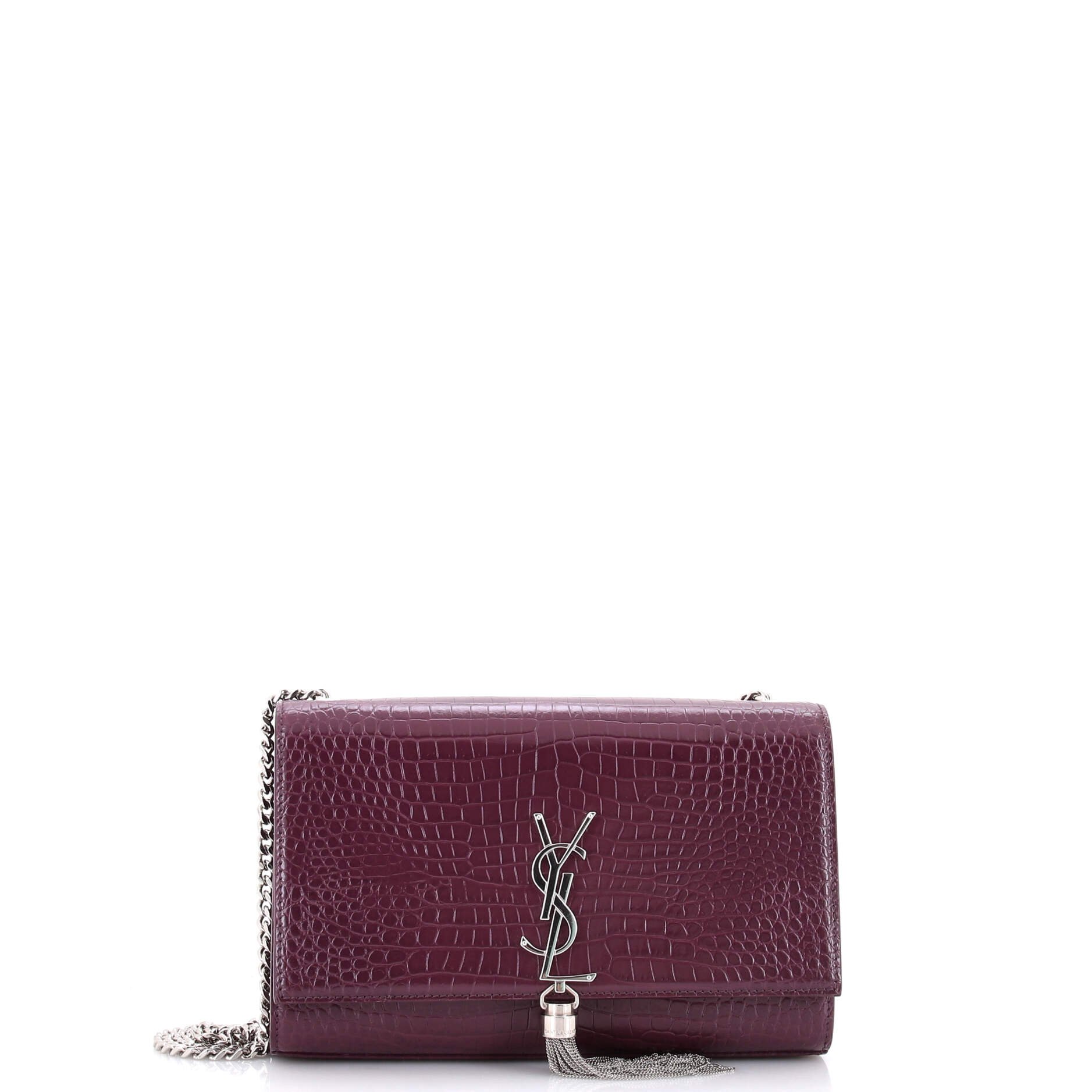 Classic Monogram Tassel Crossbody Bag Crocodile Embossed Leather Medium