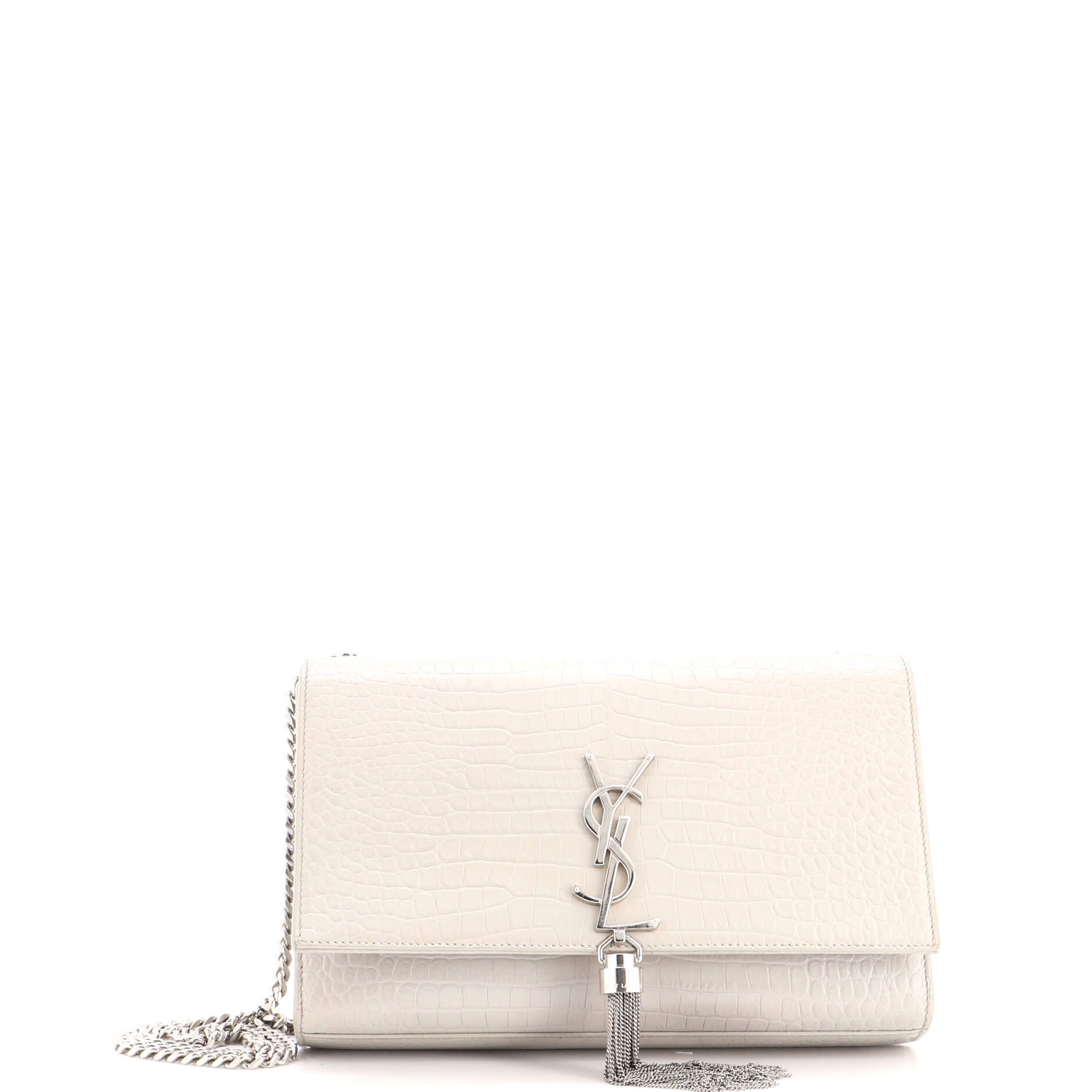 Classic Monogram Tassel Crossbody Bag Crocodile Embossed Leather Medium