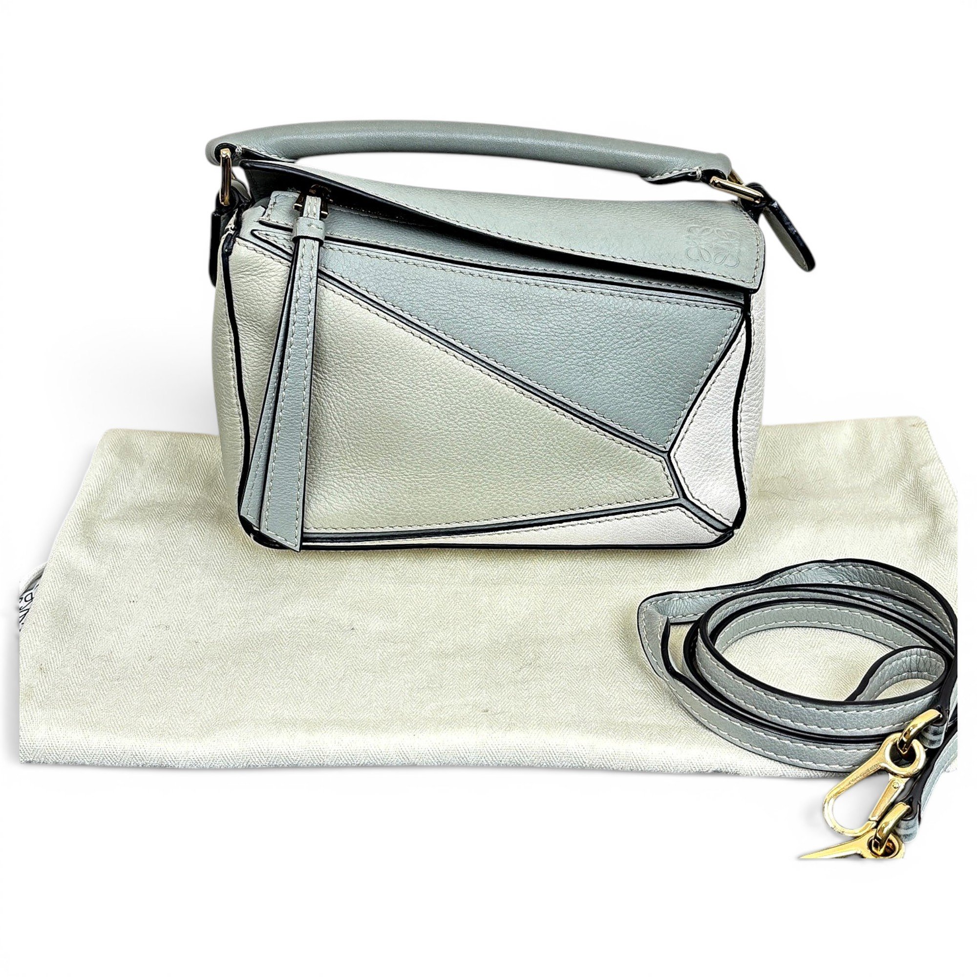 Puzzle leather handbag
