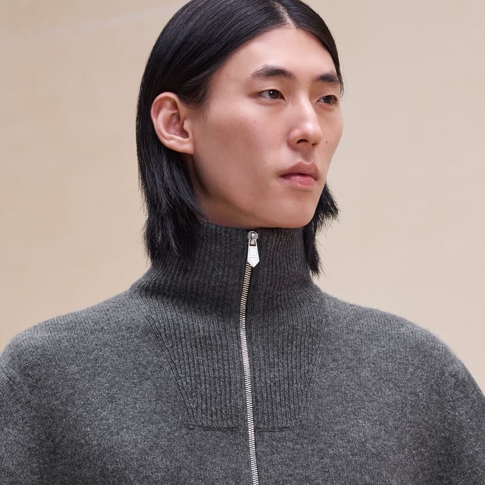 Anthracite Cashmere "Maillon Chaine d'Ancre" Full-zip Jacket
