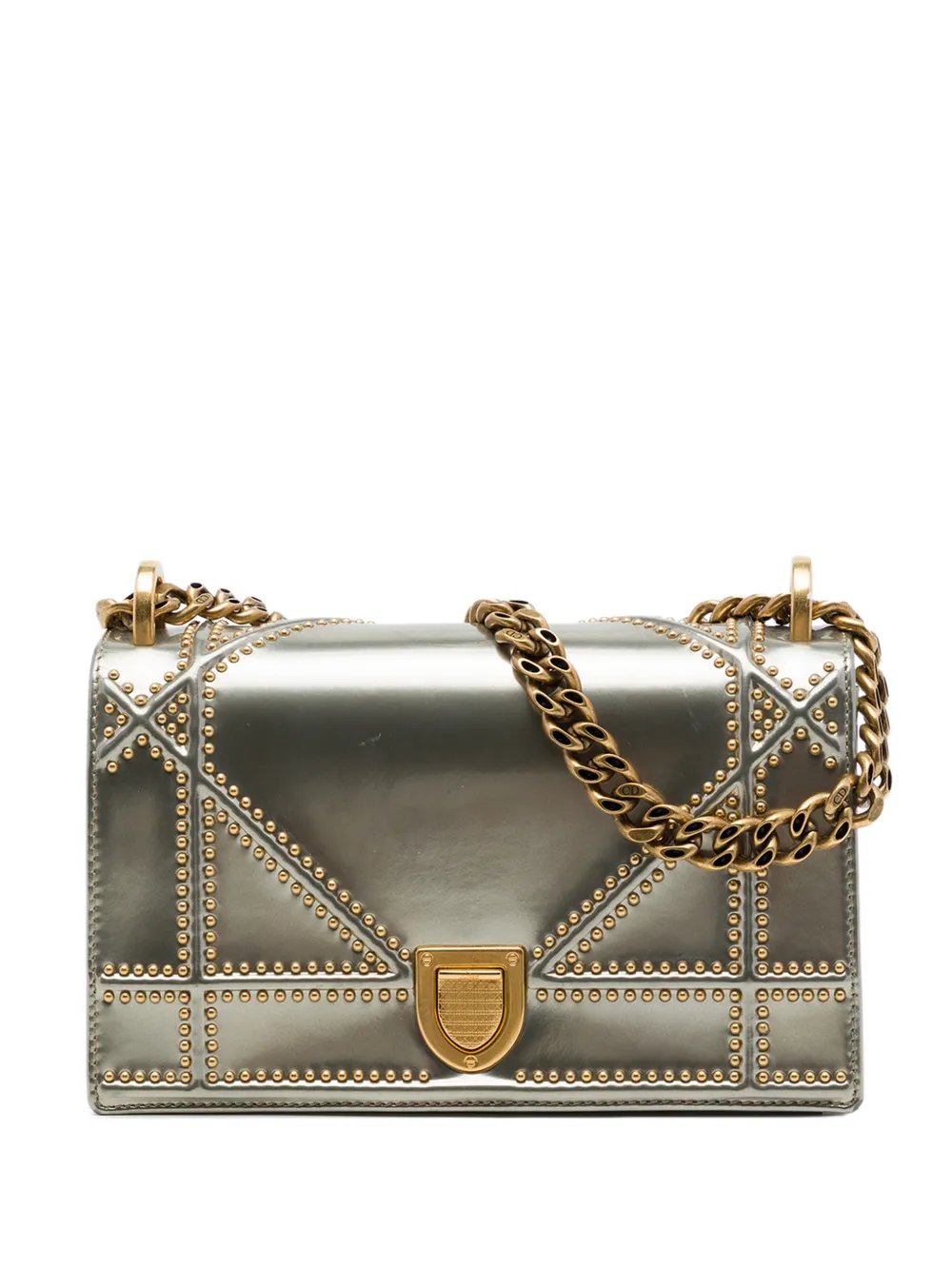 2018 Small Studded Patent Diorama Flap crossbody bag