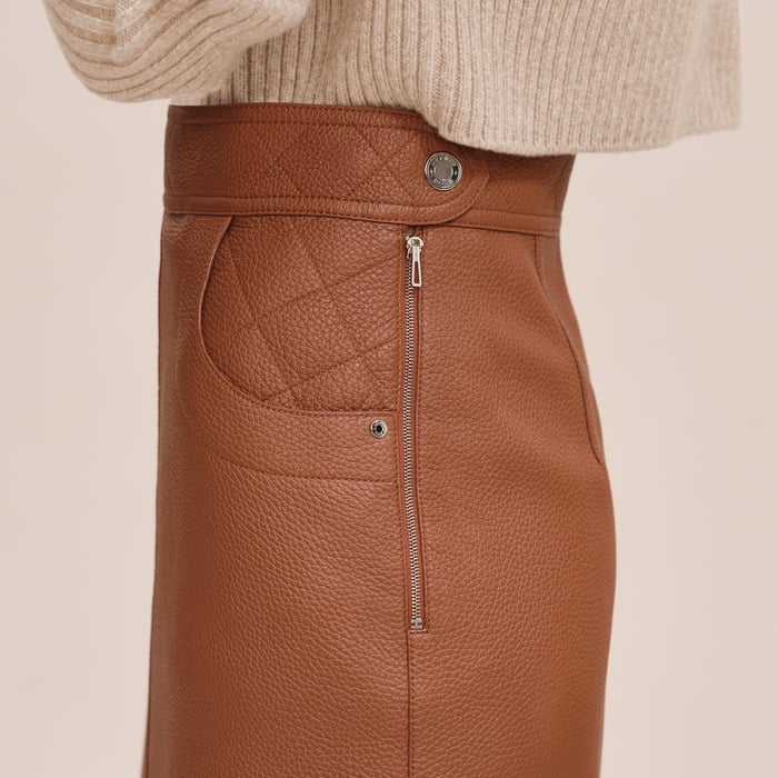 Marron Fauve Miniskirt With Quilted Detail