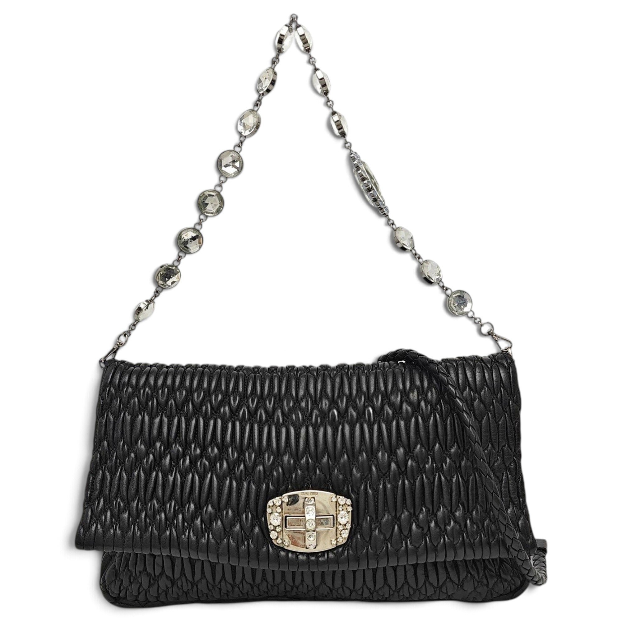 Miu Crystal leather handbag