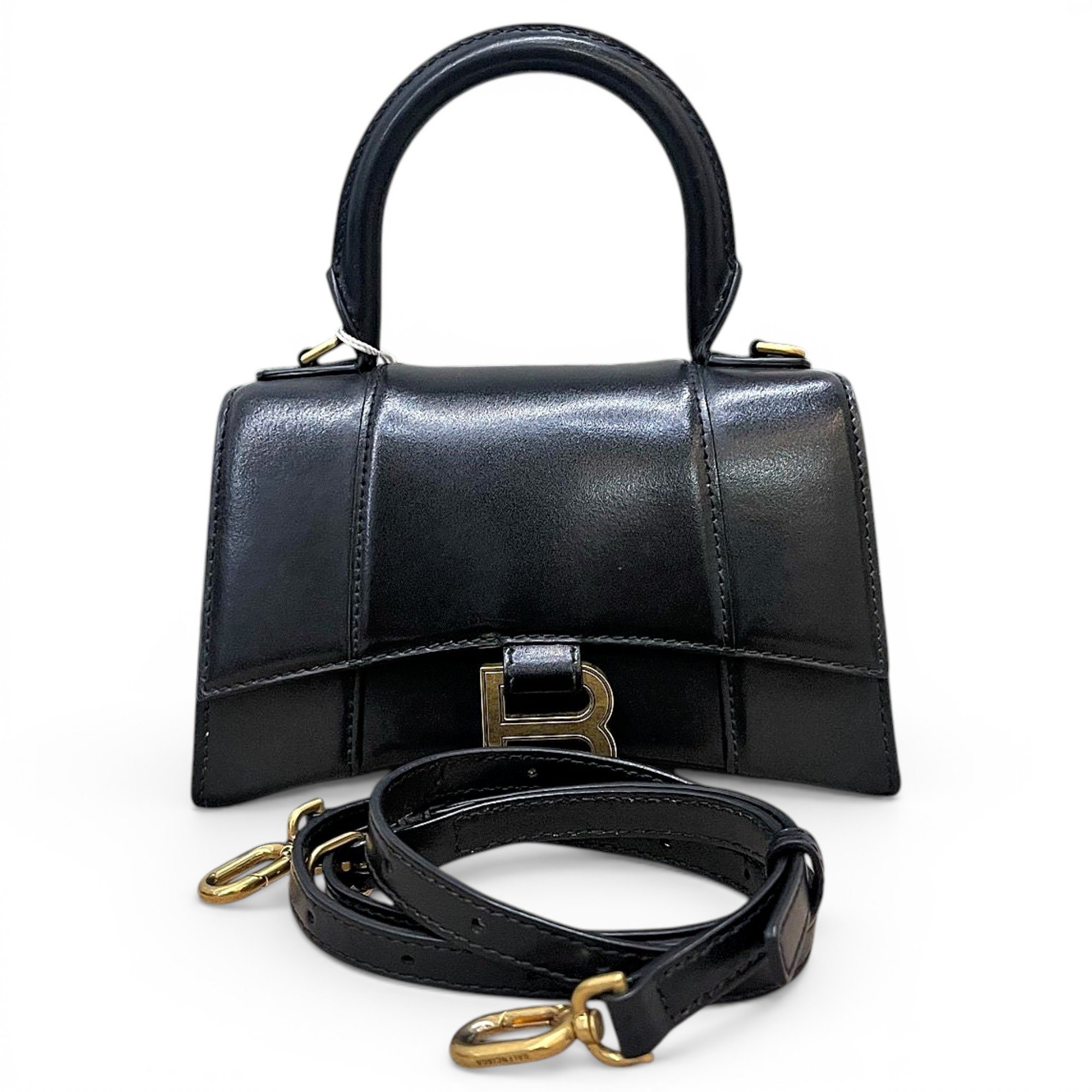 Hourglass leather handbag