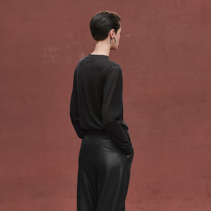 Gris Volcanique Cashmere Long-sleeve Sweater