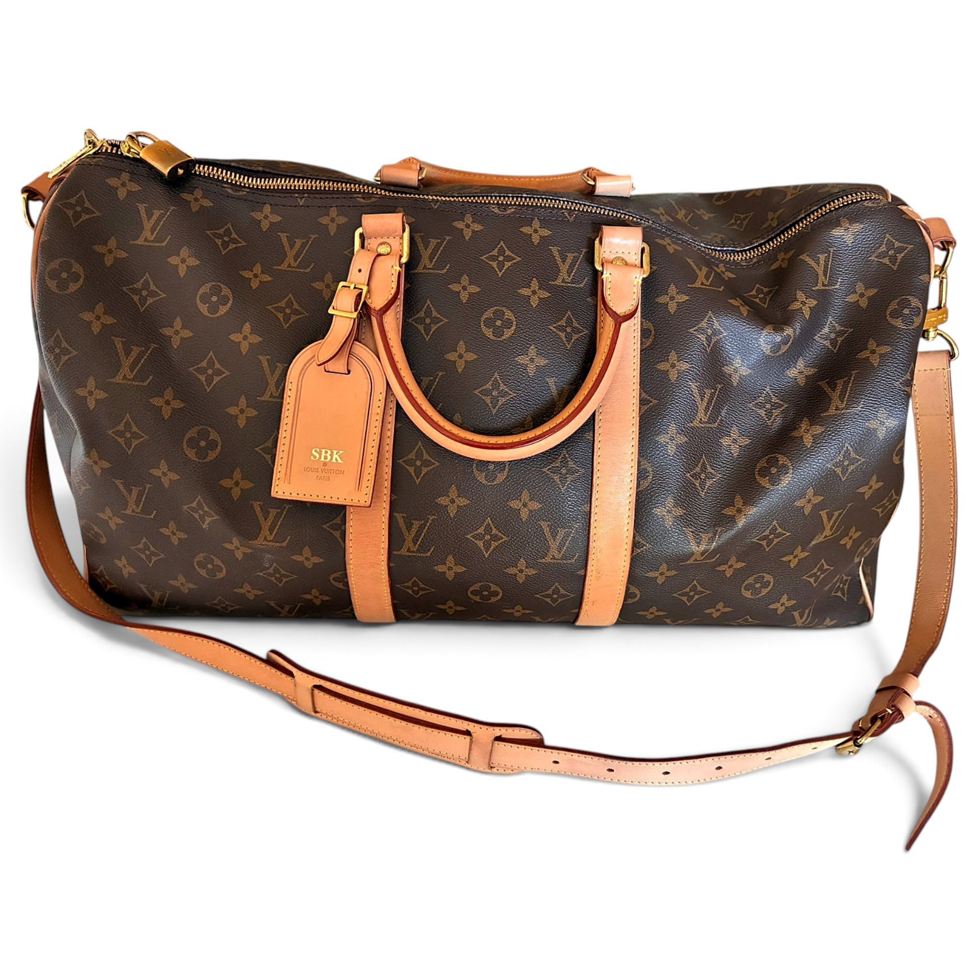Louis Vuitton Keepall leather travel bag