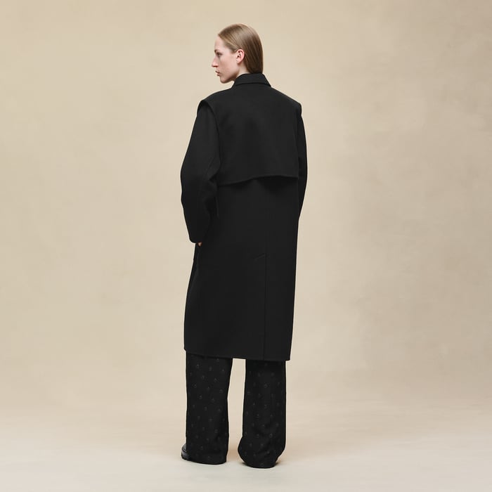 Noir Long Storm Flap Coat