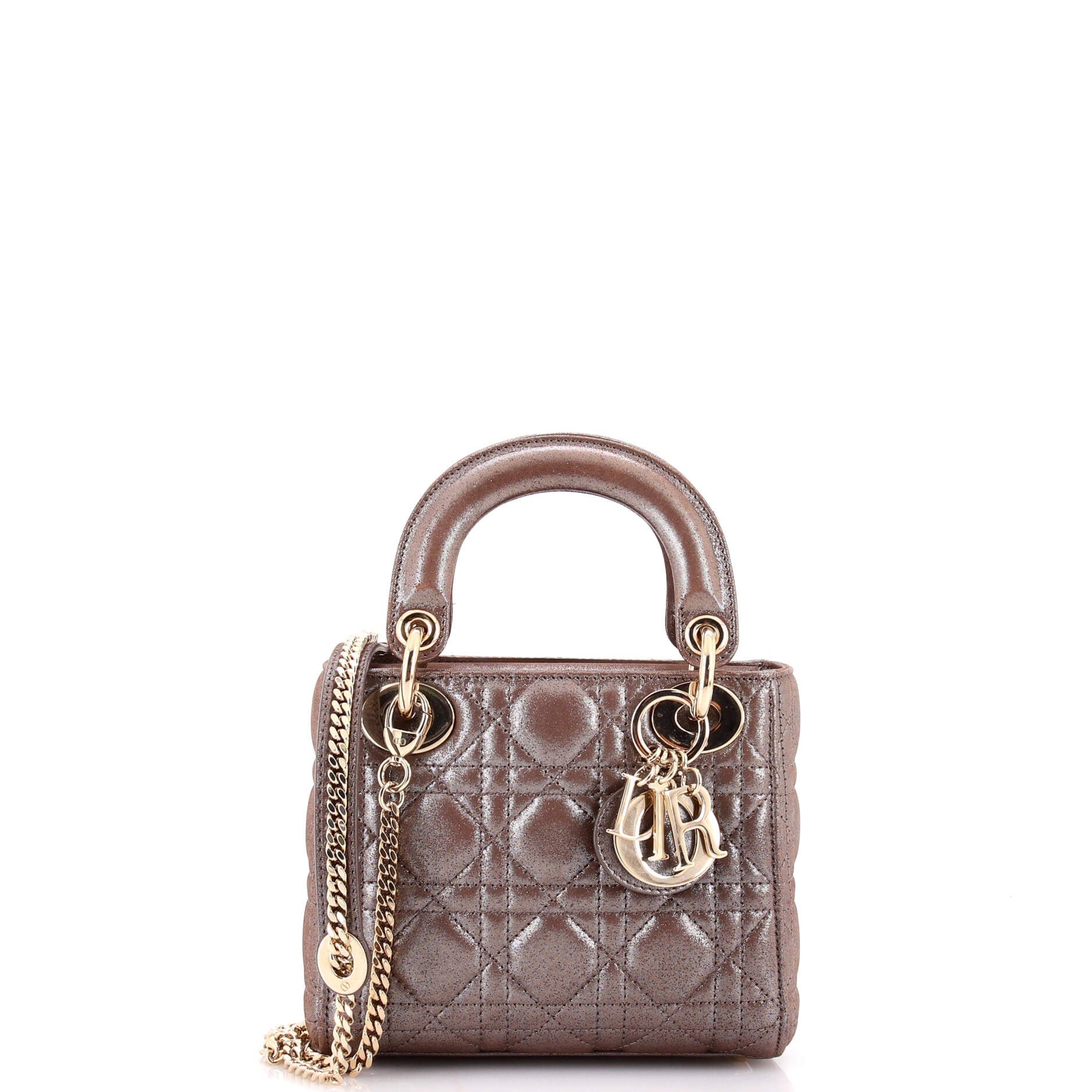 Lady Dior Chain Bag Cannage Quilt Iridescent Leather Mini