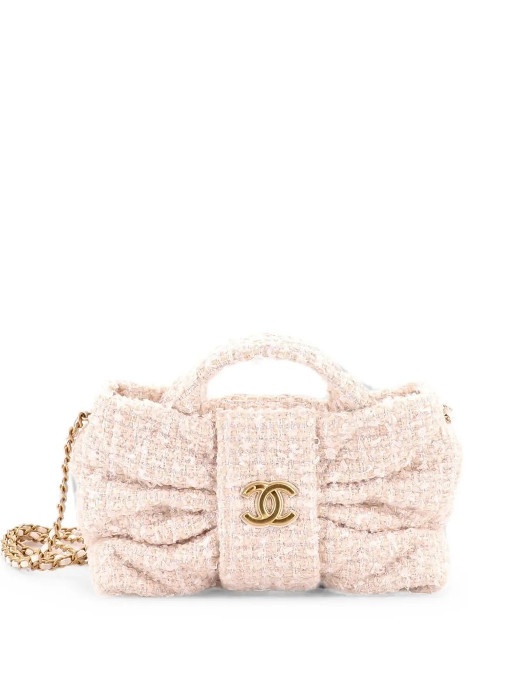 CC Bow Chain Quilted Tweed Mini shoulder bag
