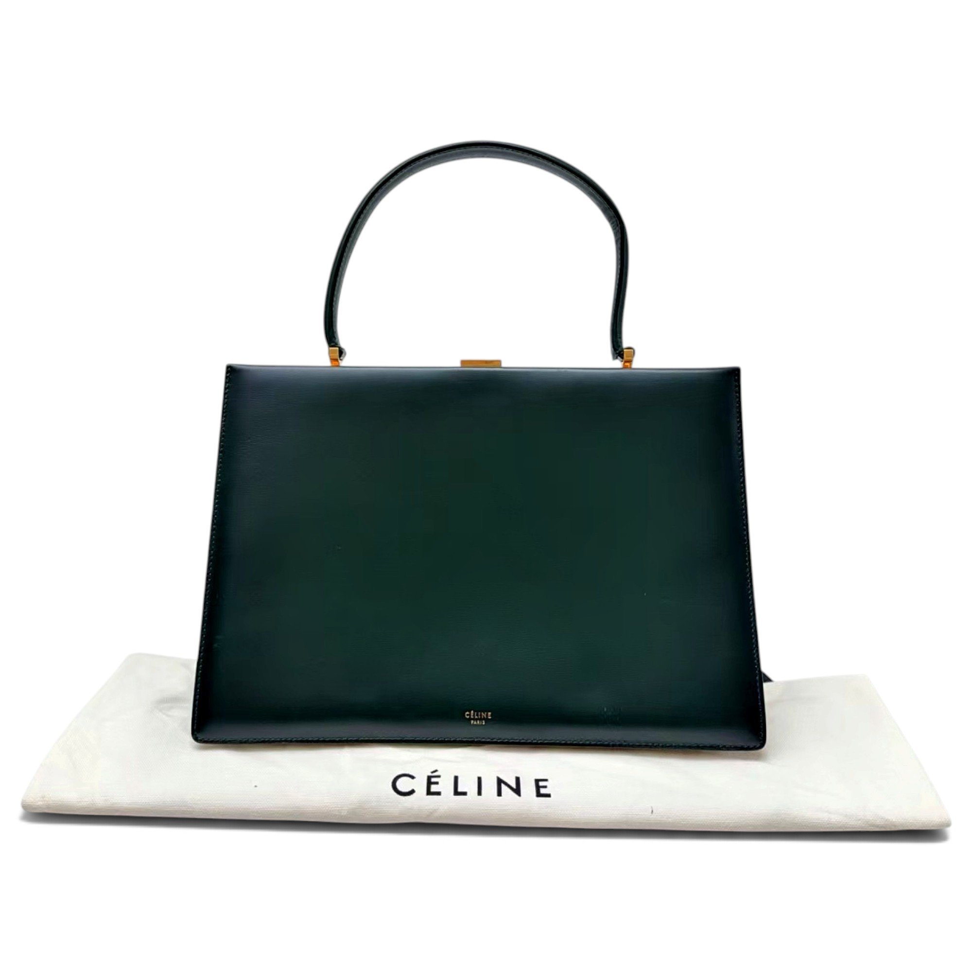Clasp leather handbag