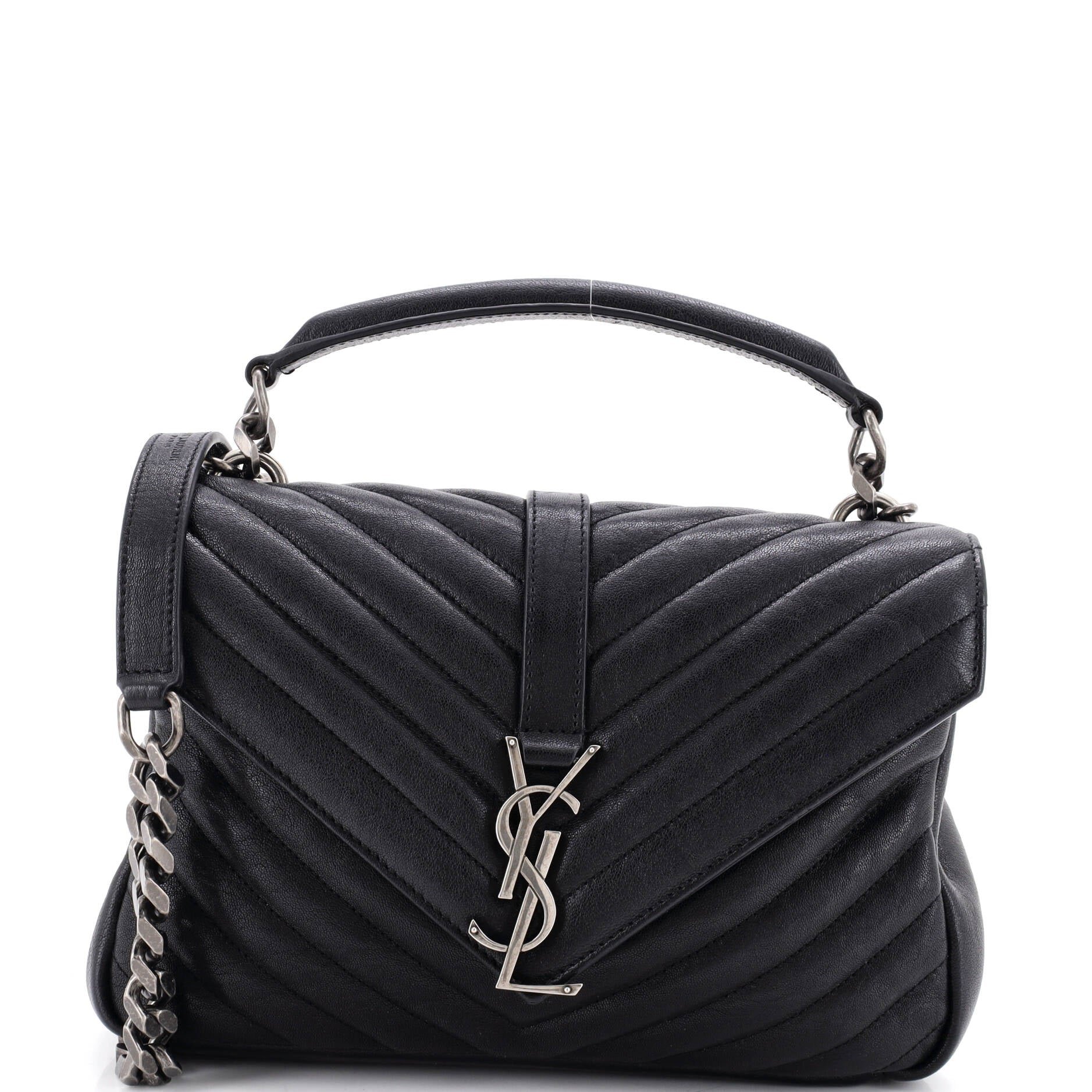 Classic Monogram College Bag Matelasse Chevron Leather Medium