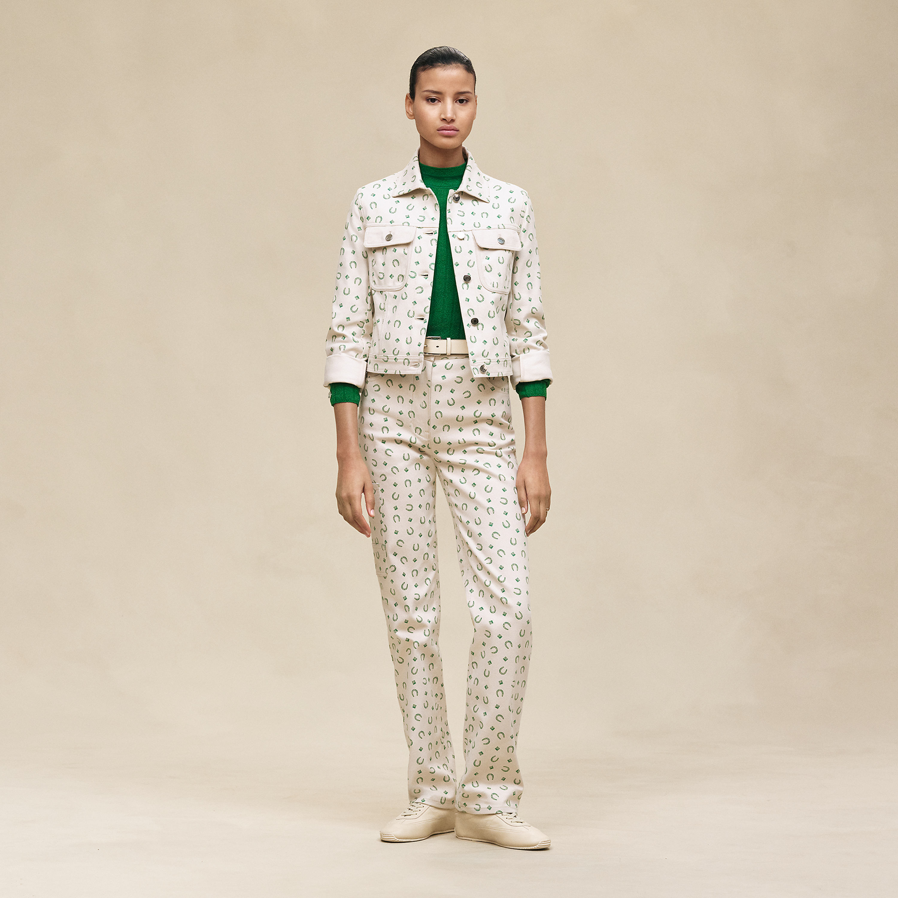 "Porte-Bonheur Bandana" straight leg pants
