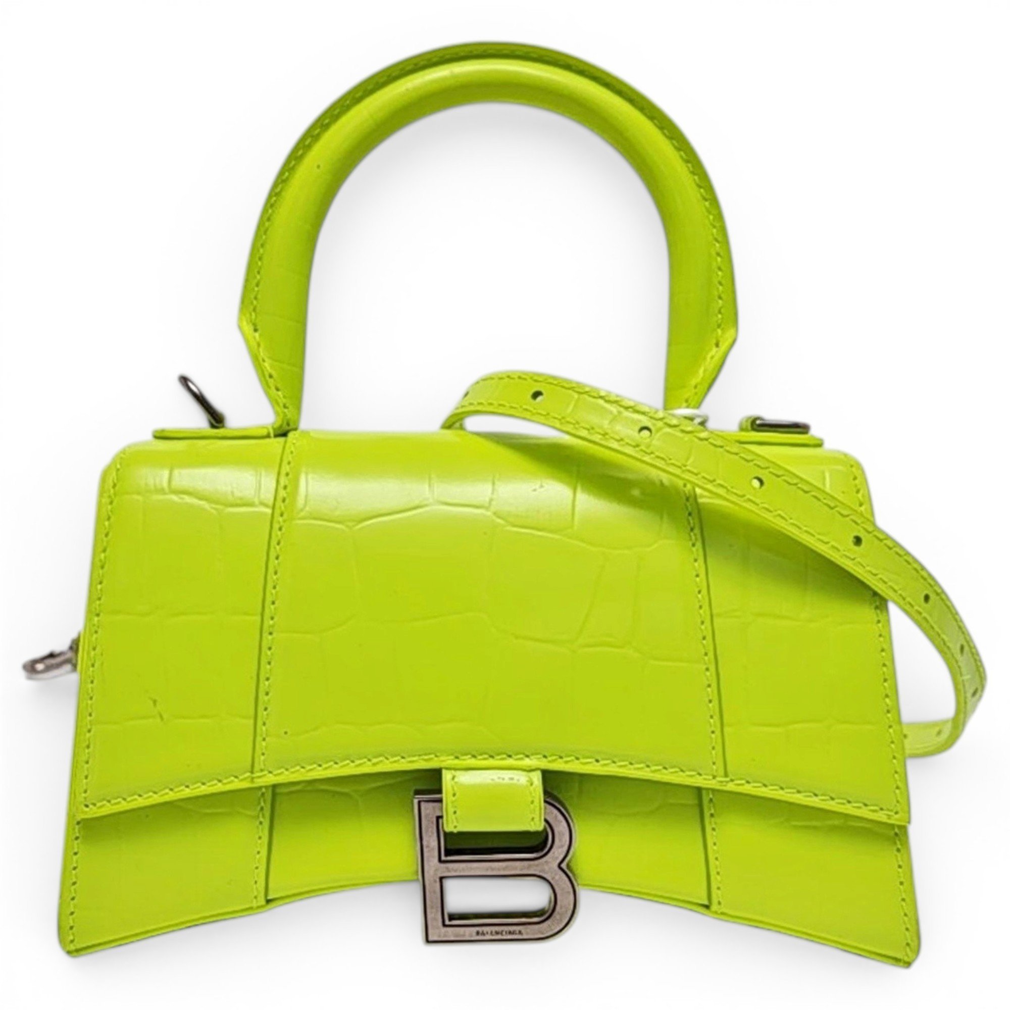 Hourglass leather handbag