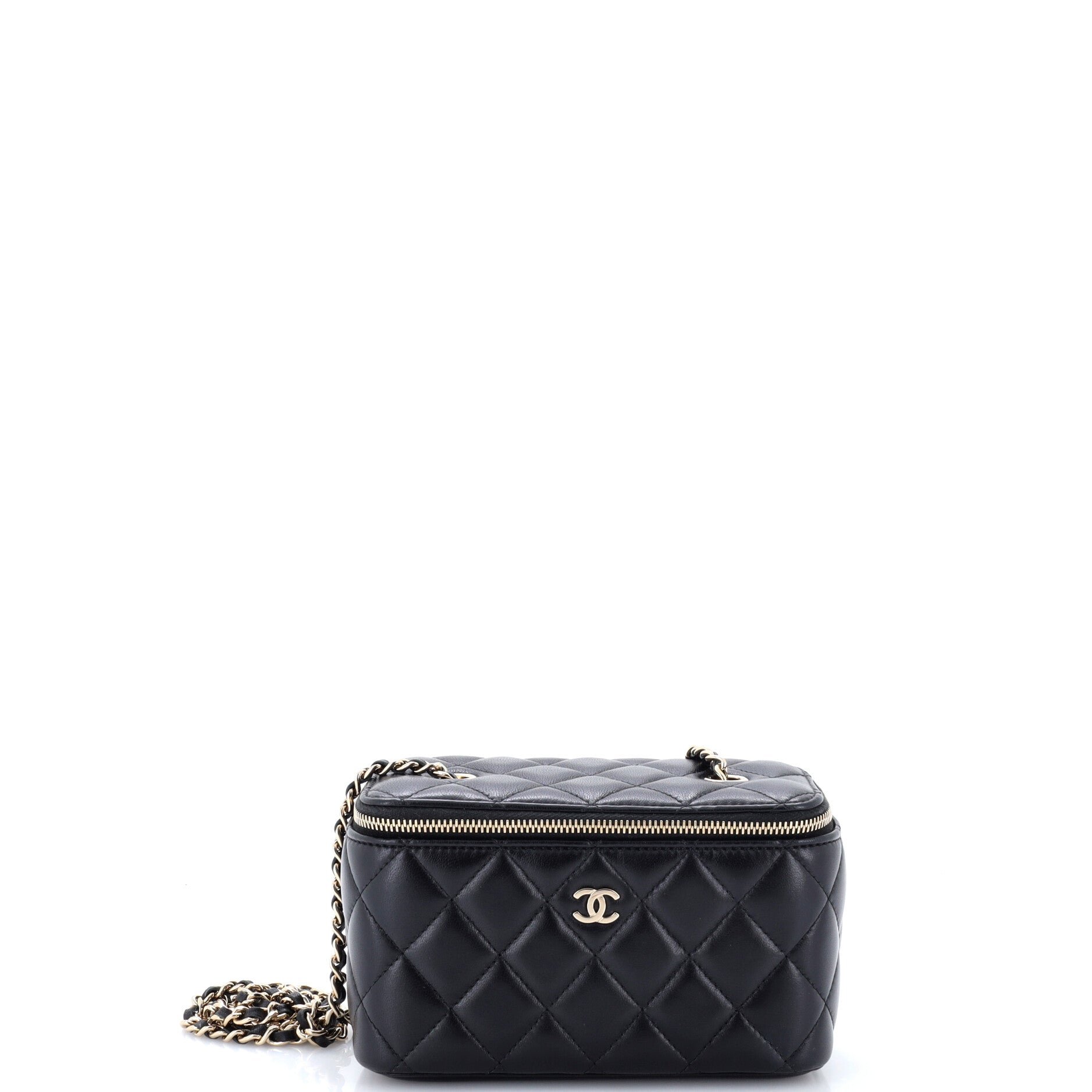 Classic Vanity Case with Chain Quilted Lambskin Small