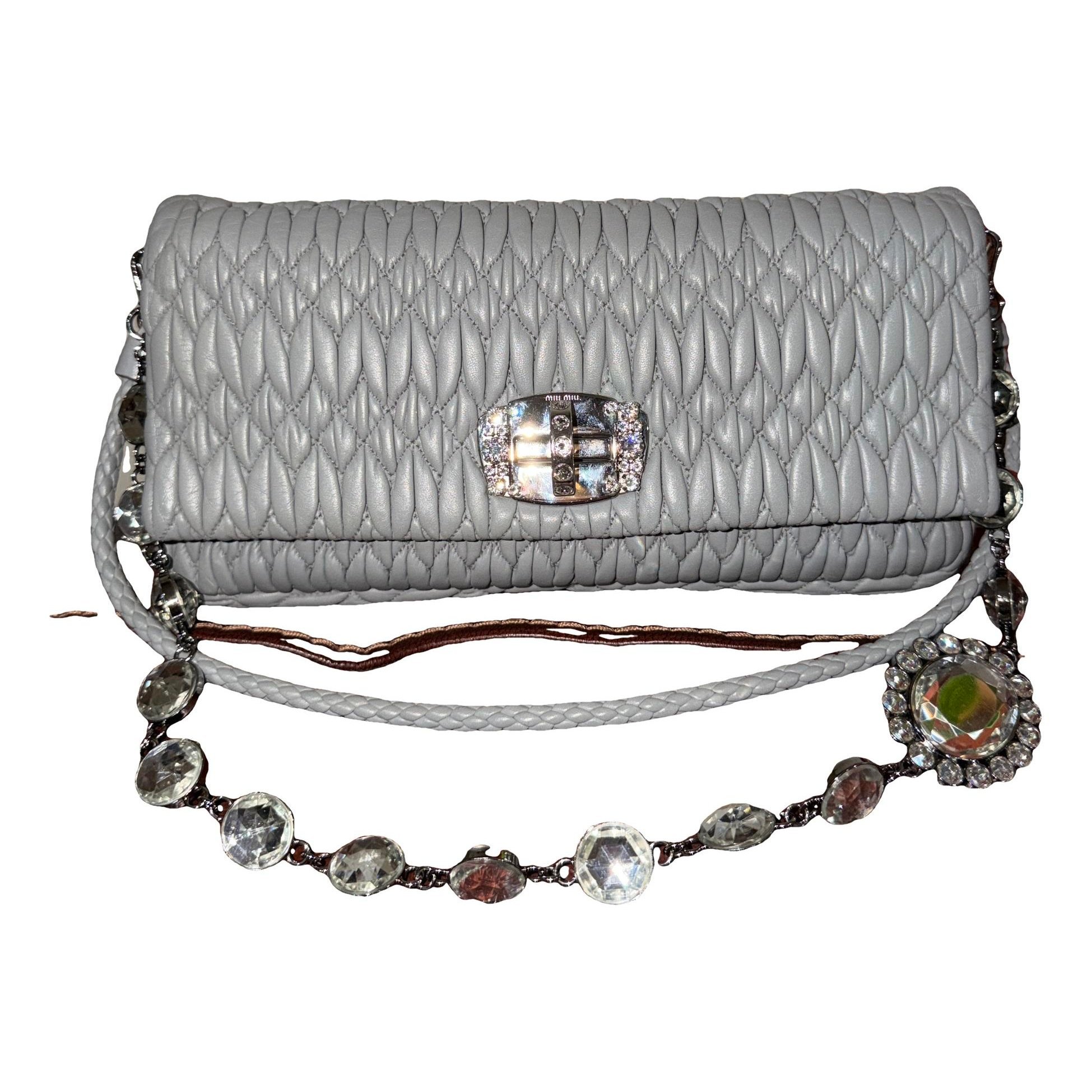 Miu Crystal leather handbag