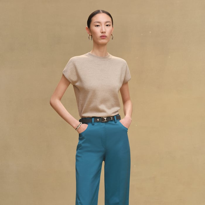 Beige Cremello Short-sleeve Sweater
