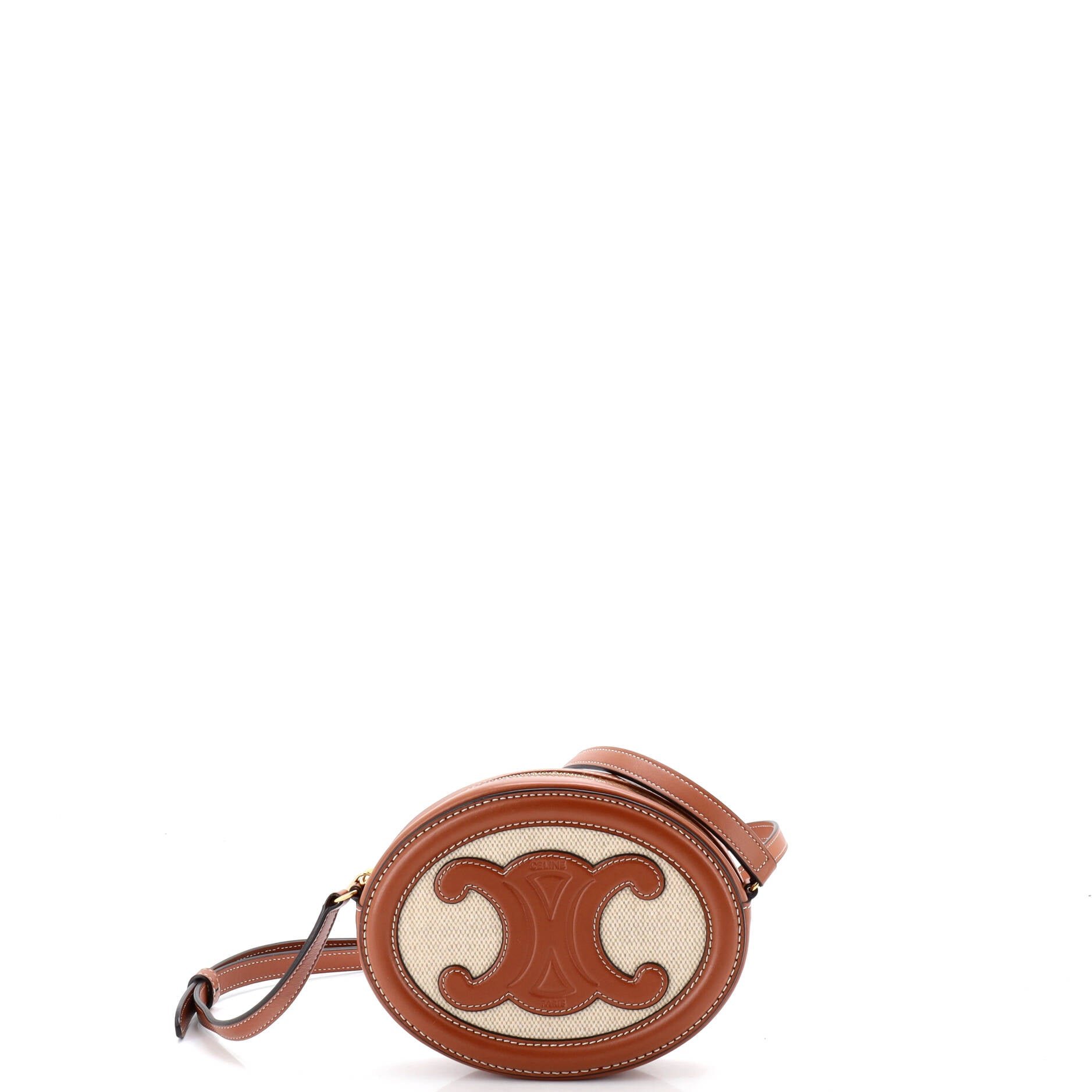 Triomphe Oval Crossbody Bag Canvas and Leather